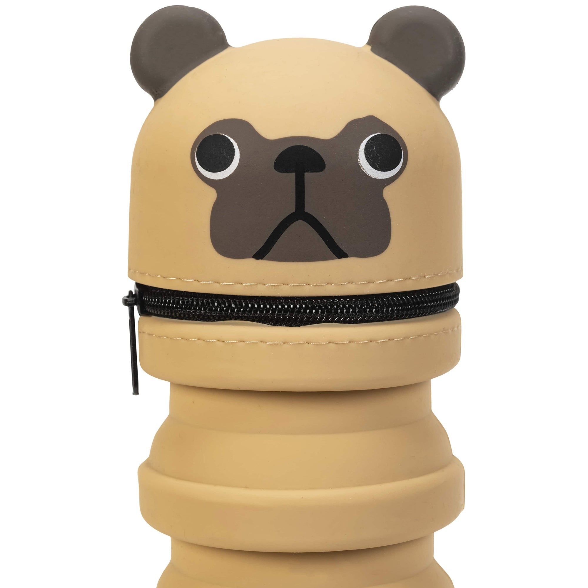 Retractable Pug Pencil Case With Silicone Design