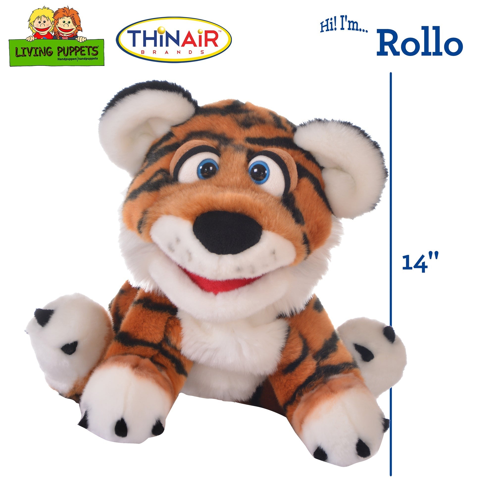 Living Puppets Rollo Tiger Cub Hand Puppet – Soft Interactive Toy