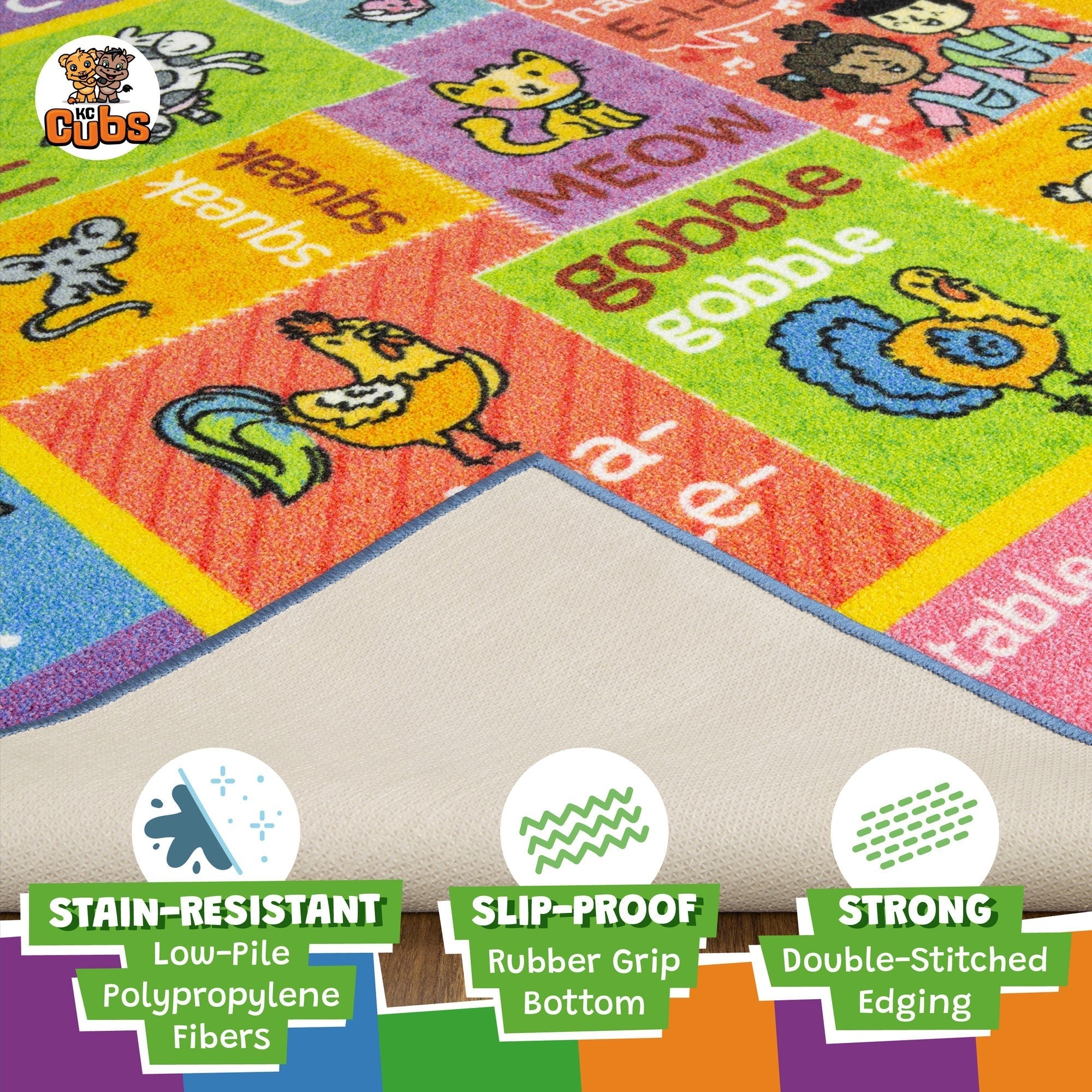 KC Cubs ABC Alphabet Animal Sounds Educational Rug 3x5 Foot Playmat