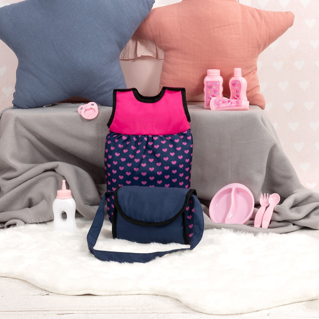 Bayer Design Doll Travel Set with Navy-Pink-Unicorn Theme