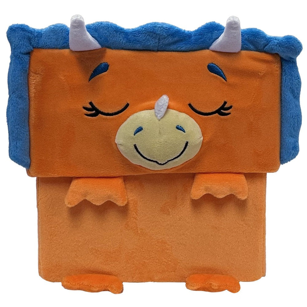 Happy Nappers Dino Triceratops 15 inch Plush Toy - Brown/Blue