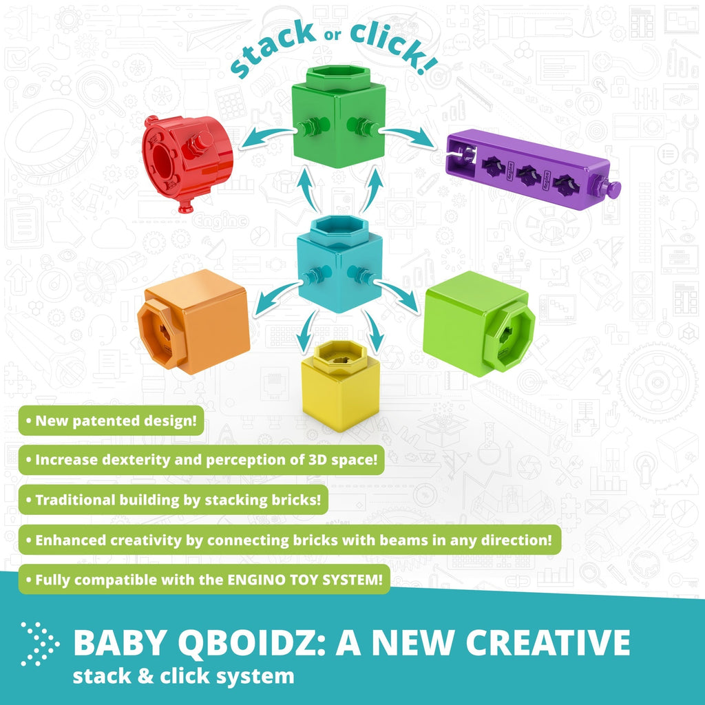 Engino Qboidz Baby: My First Steps 72pc Large Brick Set for Toddlers
