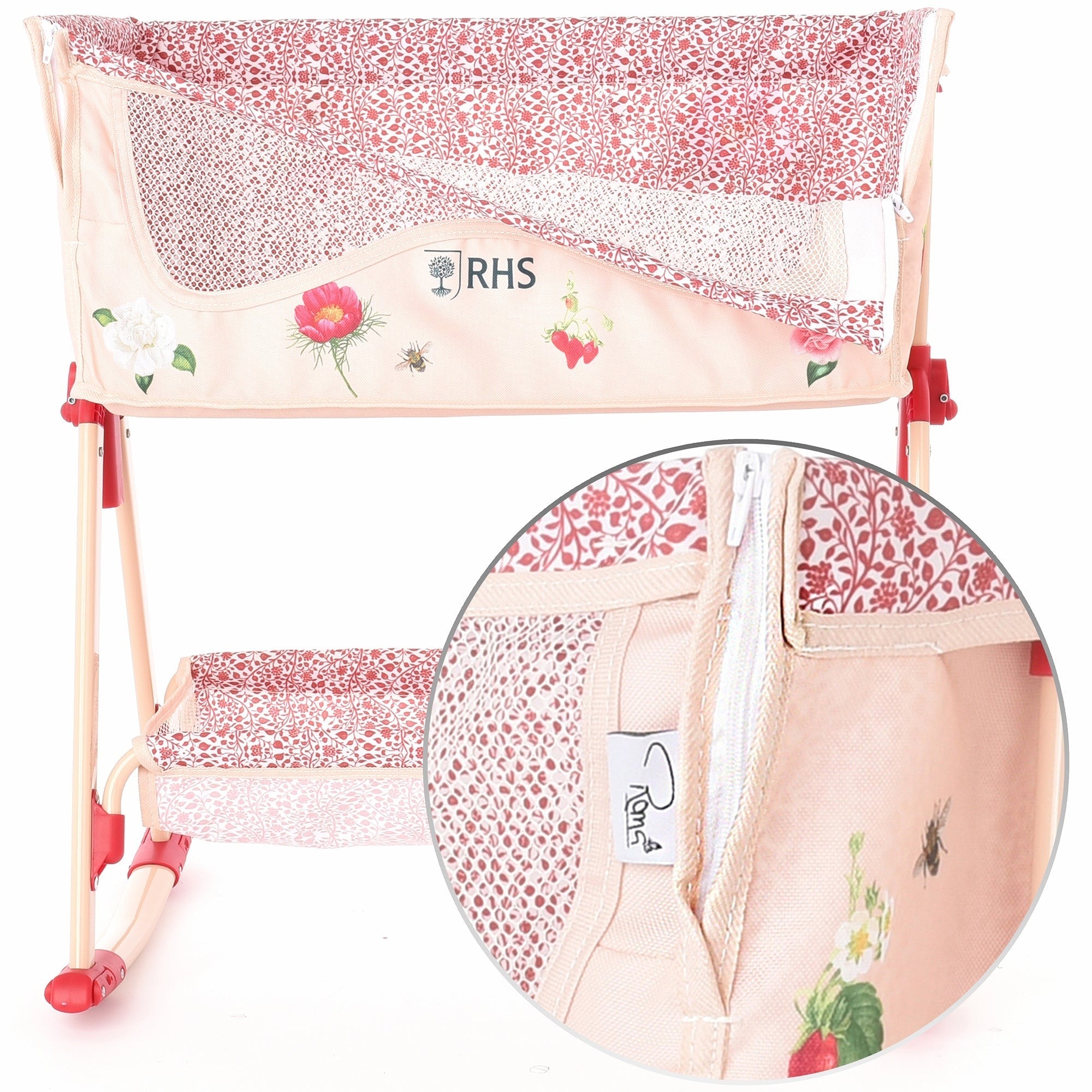 Roma RHS Flora Bedside Crib With Rocking Mode And Adjustable Height