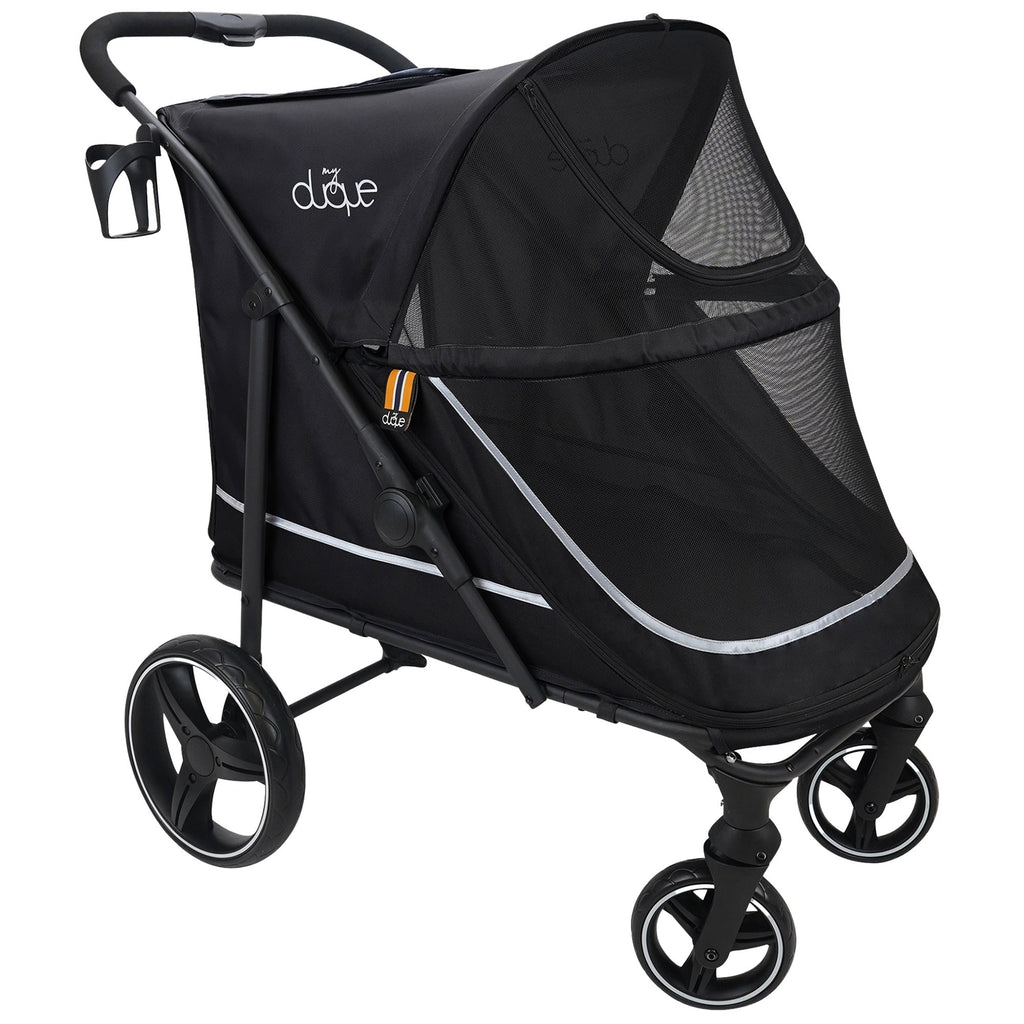 My Duque CHAMP Big Pet Stroller With Raincover - Dogs Up to 110 Lbs - Black