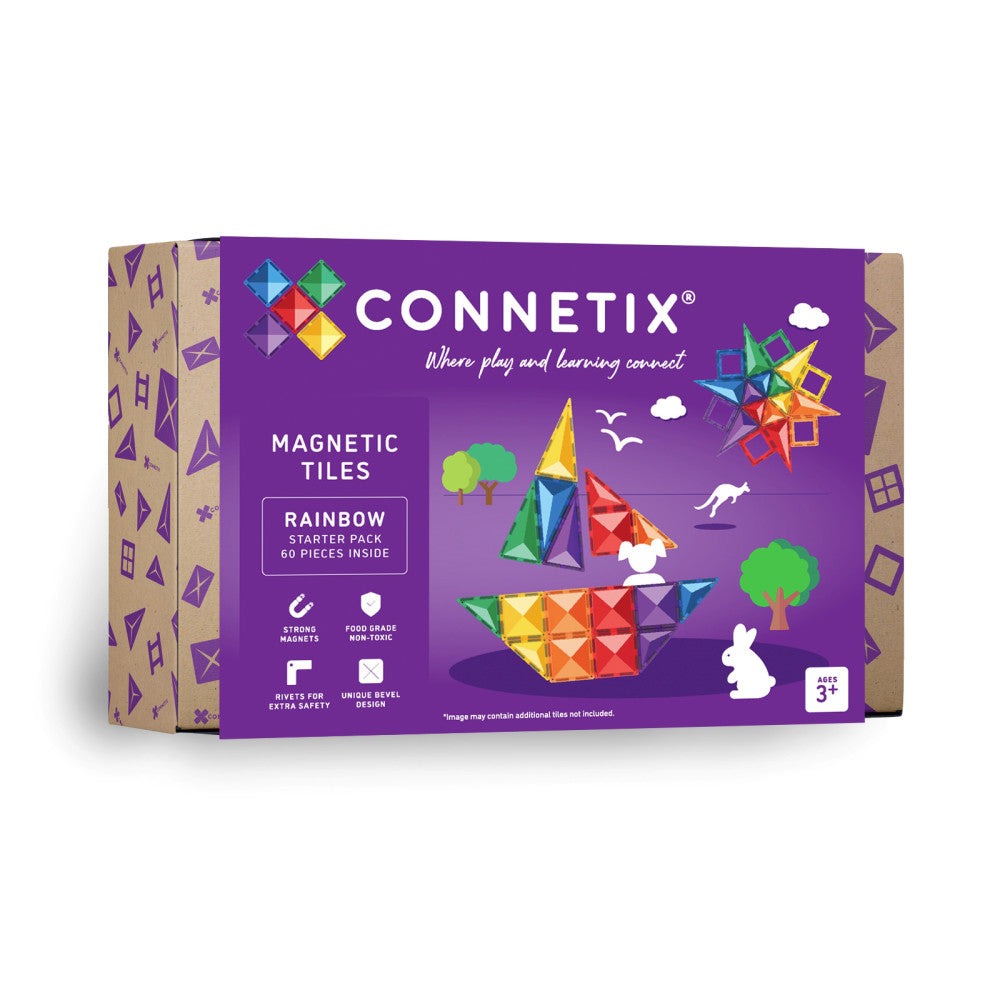 Connetix Magnetic Tiles Rainbow Starter Pack - 60 Pieces