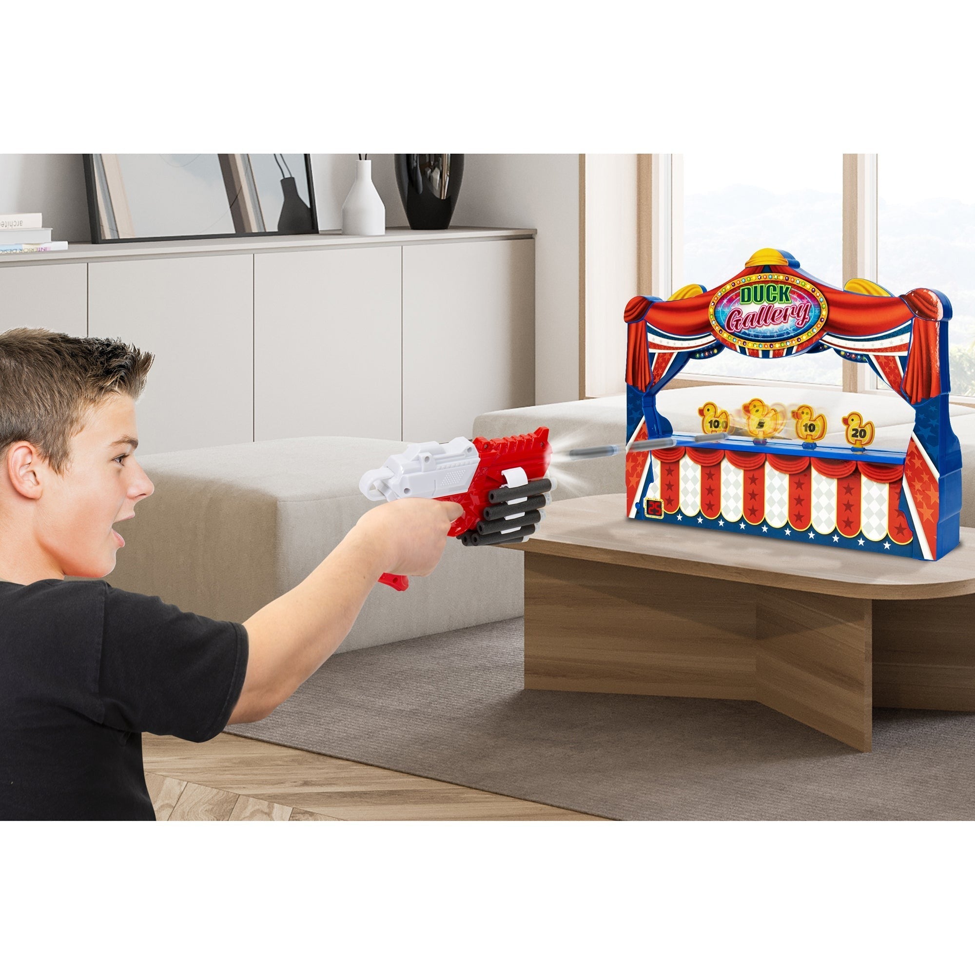 Retro Arcade Electronic Duck Shooting Gallery Game With Blaster And Darts