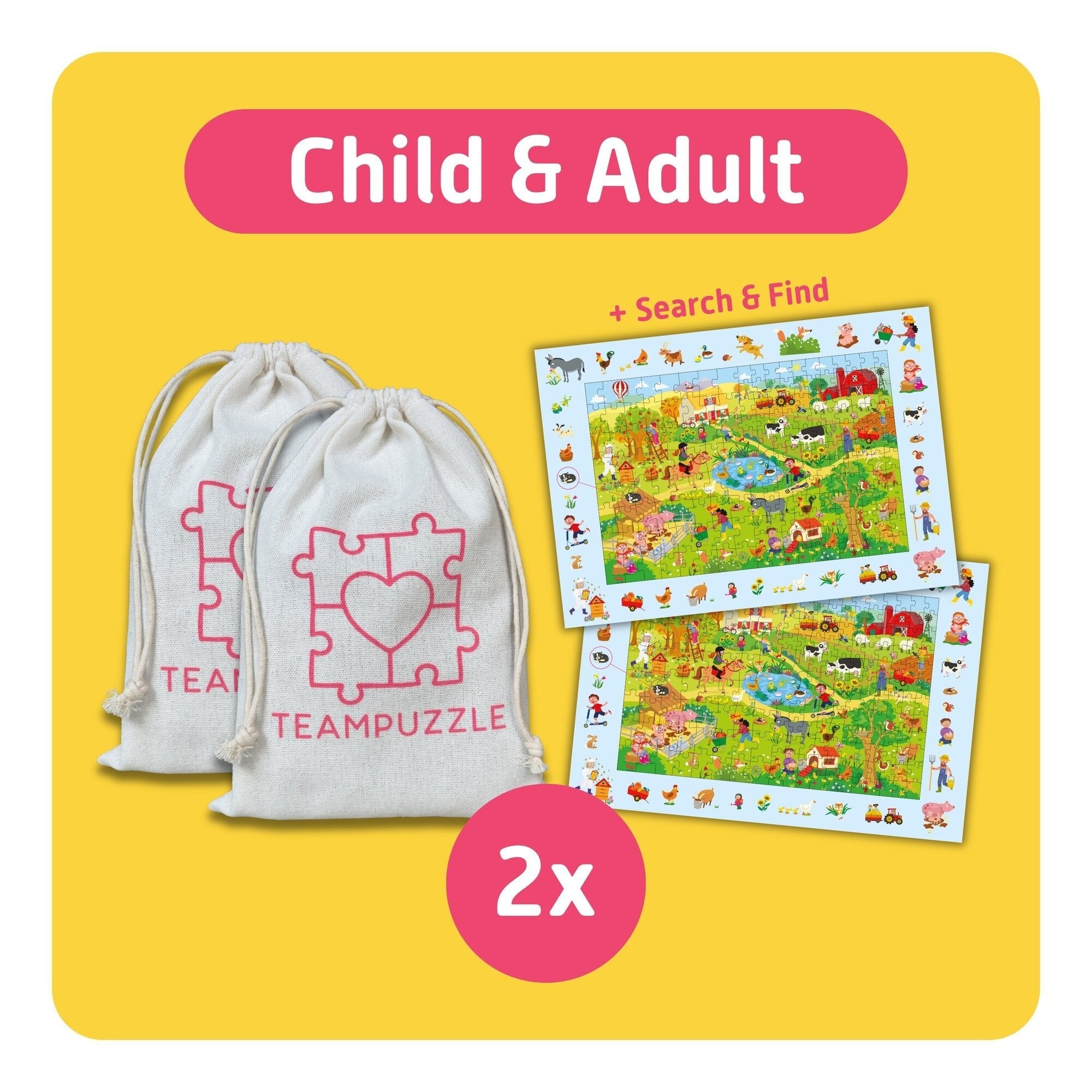 TEAMPUZZLE On the Farm 194-Piece Puzzle, 2 Difficulty Levels, 19x13"