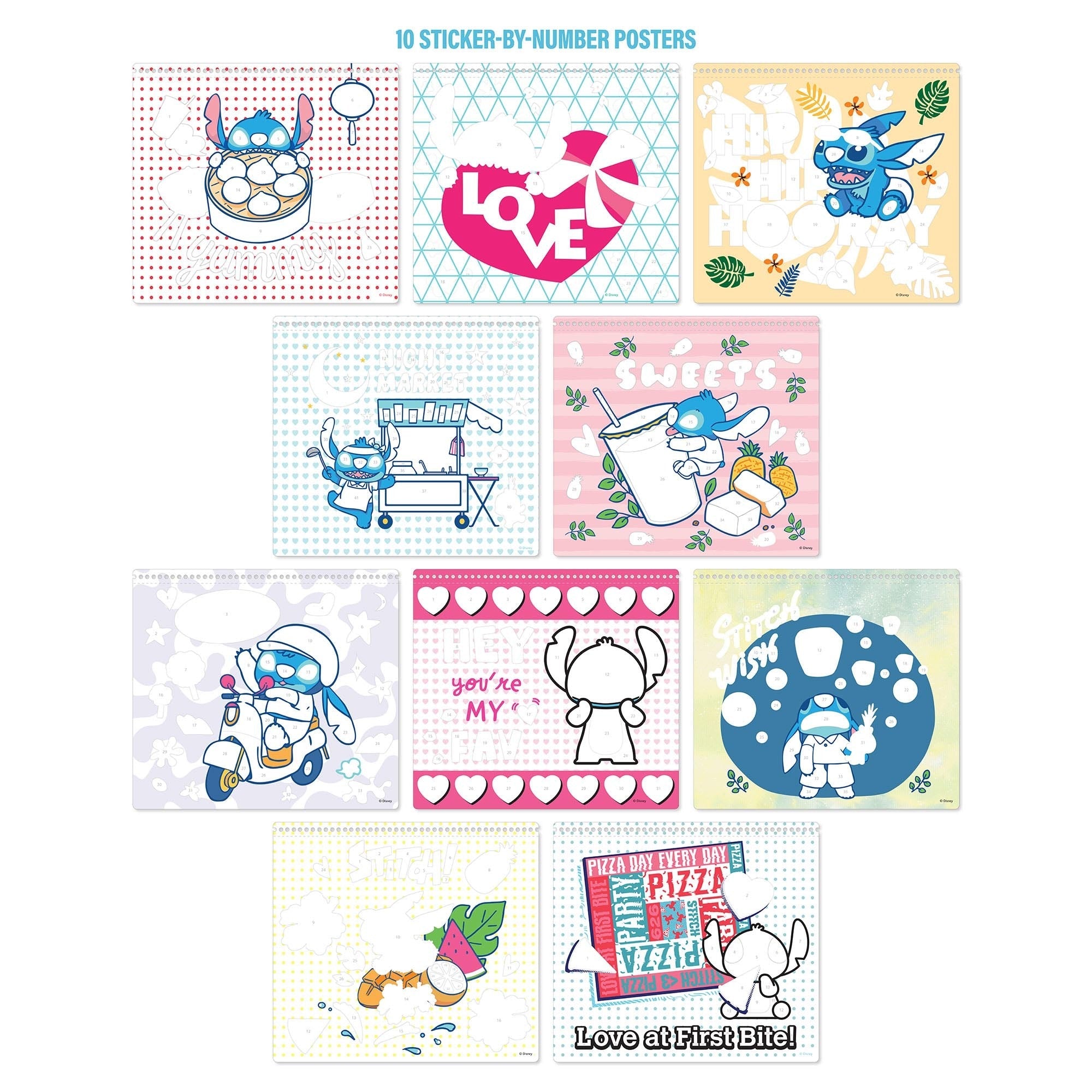 Disney Stitch Sticker By Number Portfolio Set - Creative Kids Crafts Kit
