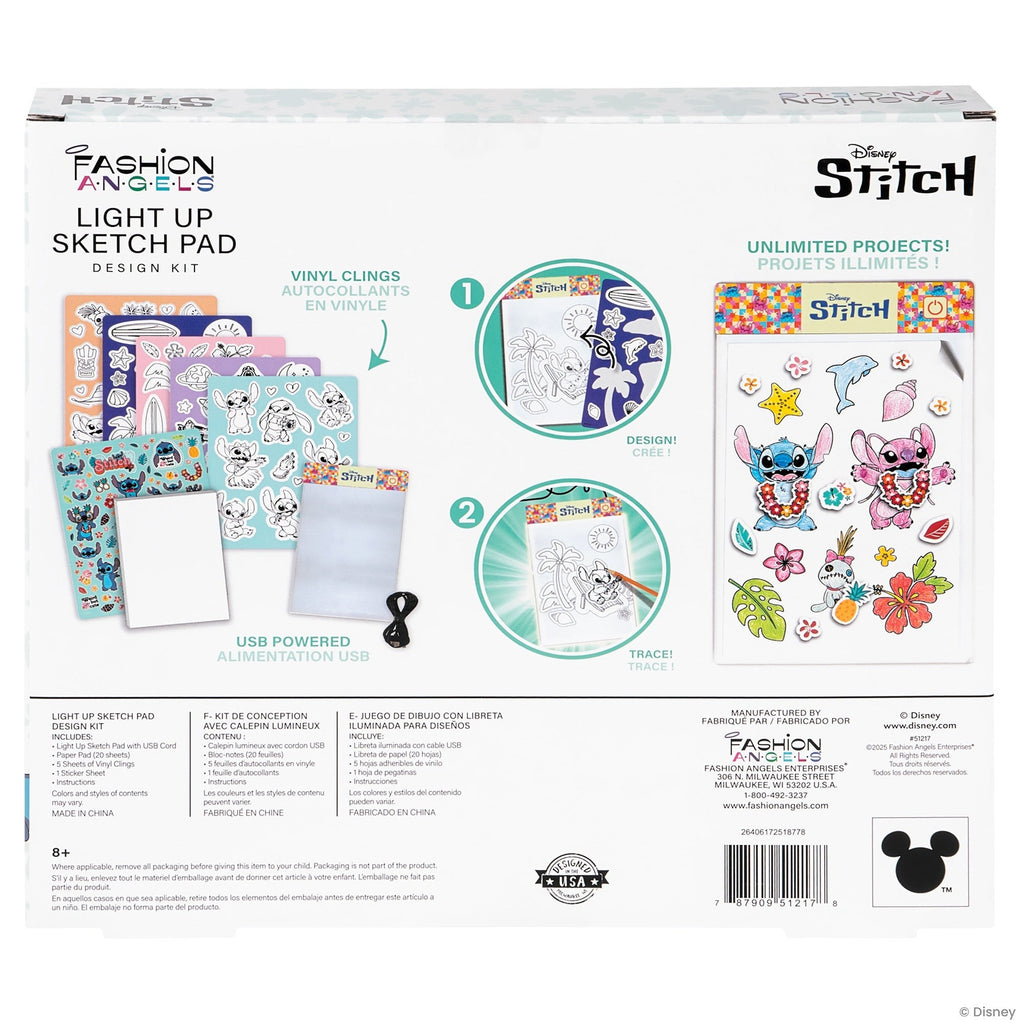 Fashion Angels Disney Stitch Light-Up Sketch Pad With Reusable Clings