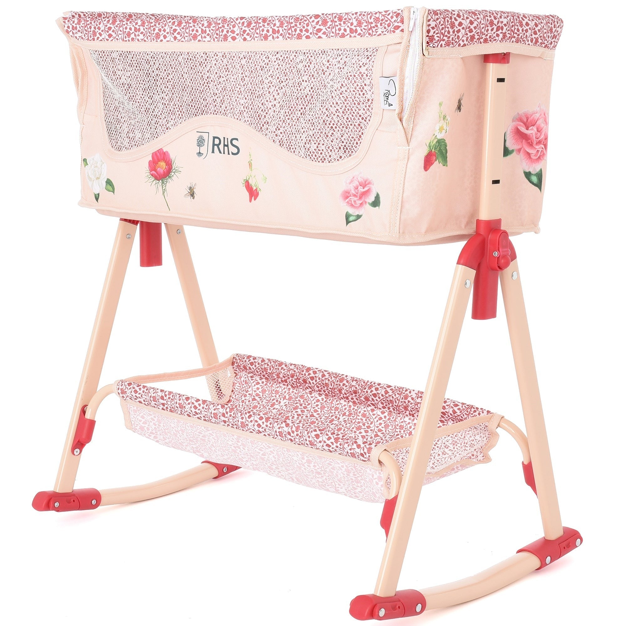 Roma RHS Flora Bedside Crib With Rocking Mode And Adjustable Height