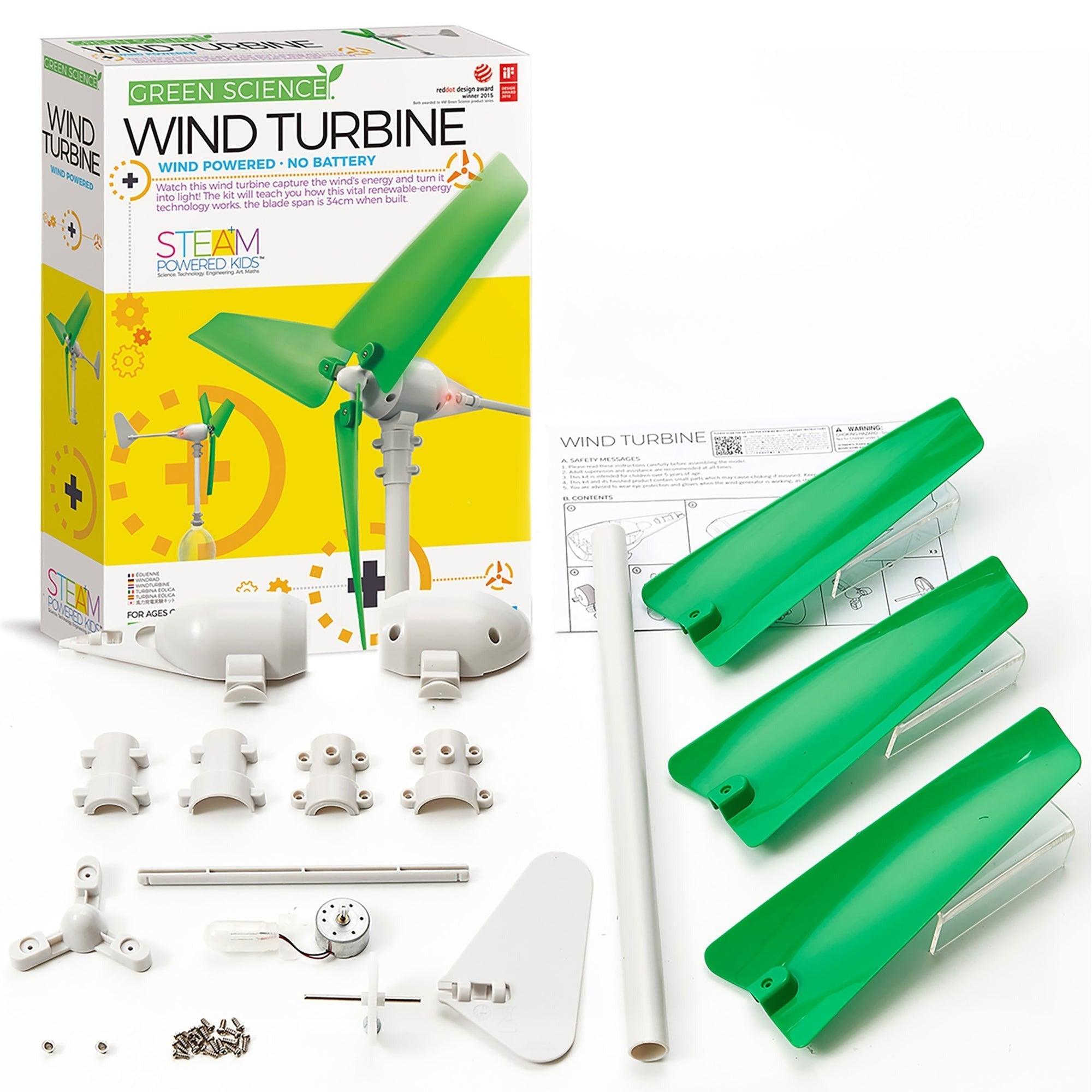 4M Green Science Wind Turbine Renewable Energy STEM Building Kit