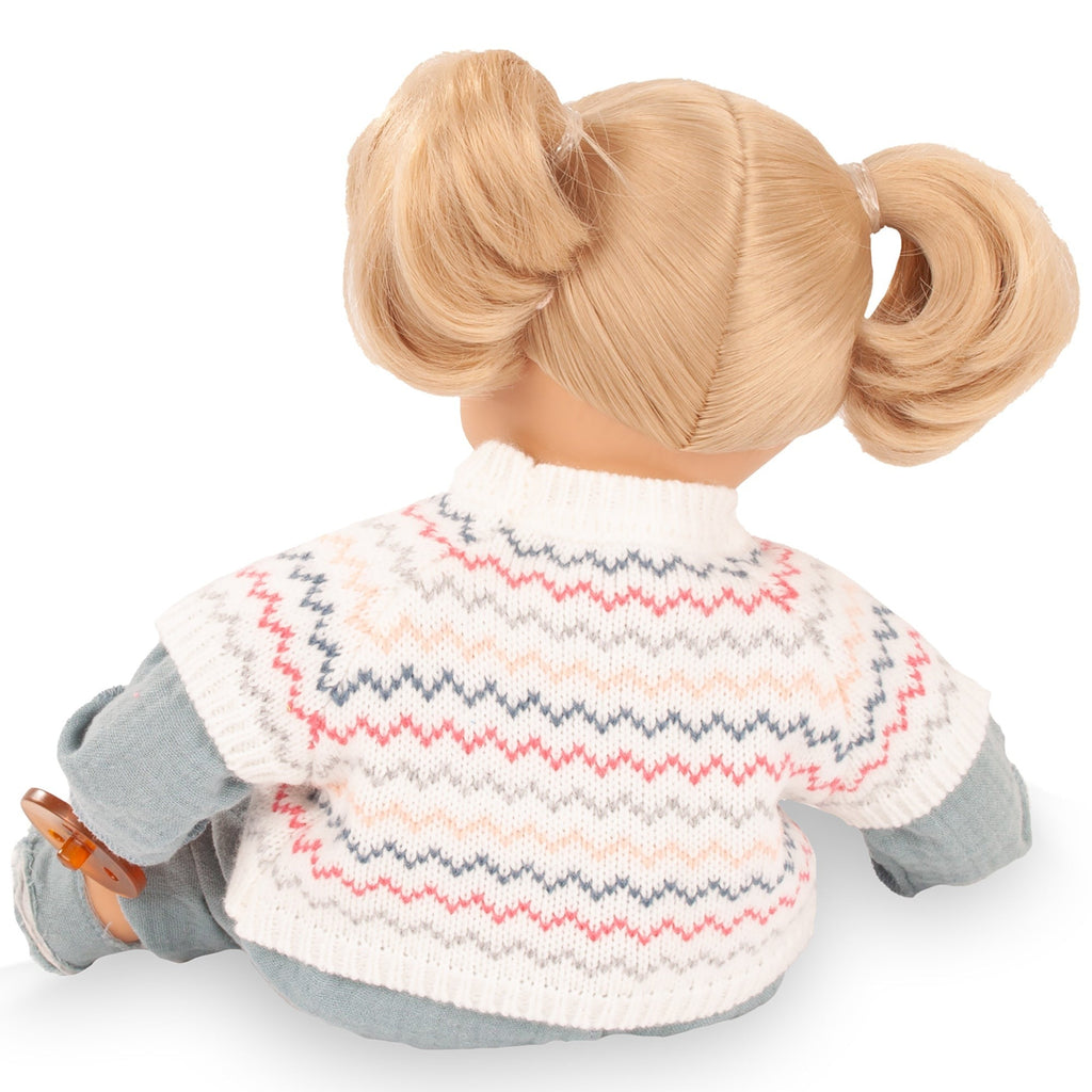 Gotz Muffin Zig Zag 13-Inch Doll with Chevron Knit Sweater and Pacifier