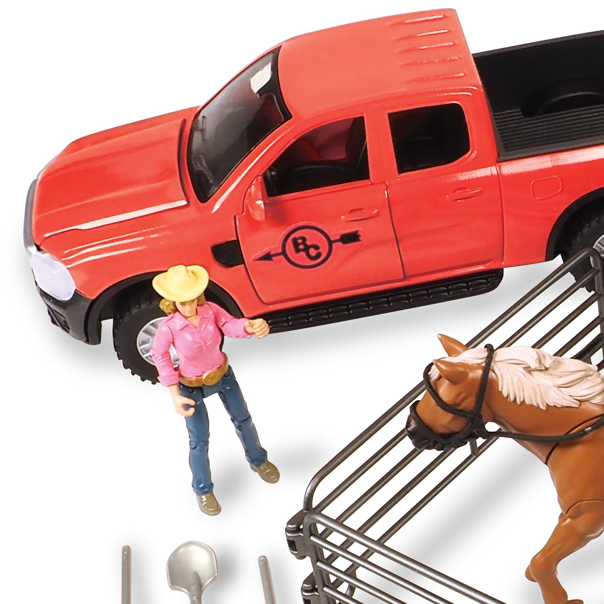 Big Country Adventures Truck & Horse Trailer 24-Piece Playset With Lights And Sounds
