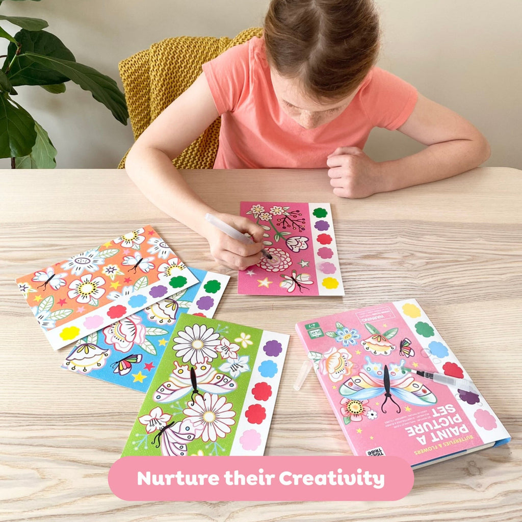 Tiger Tribe Butterflies & Flowers Watercolor Art Set With Mess-Free Brush