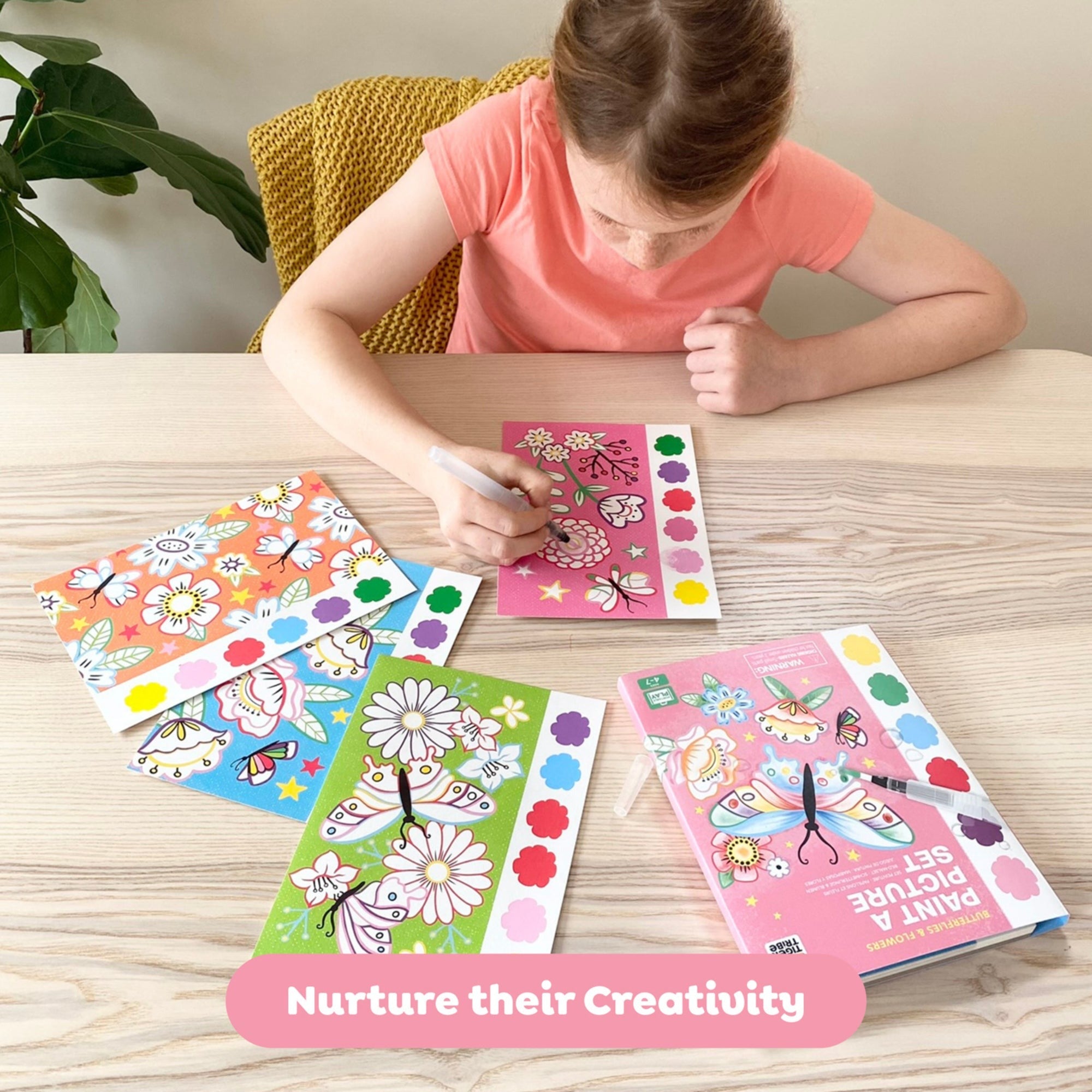 Tiger Tribe Butterflies & Flowers Watercolor Art Set With Mess-Free Brush