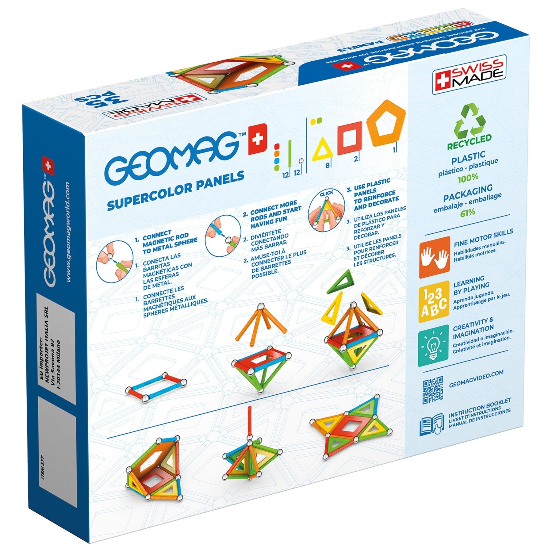 Geomag Supercolor Recycled Magnetic Building Set - 35 Pieces