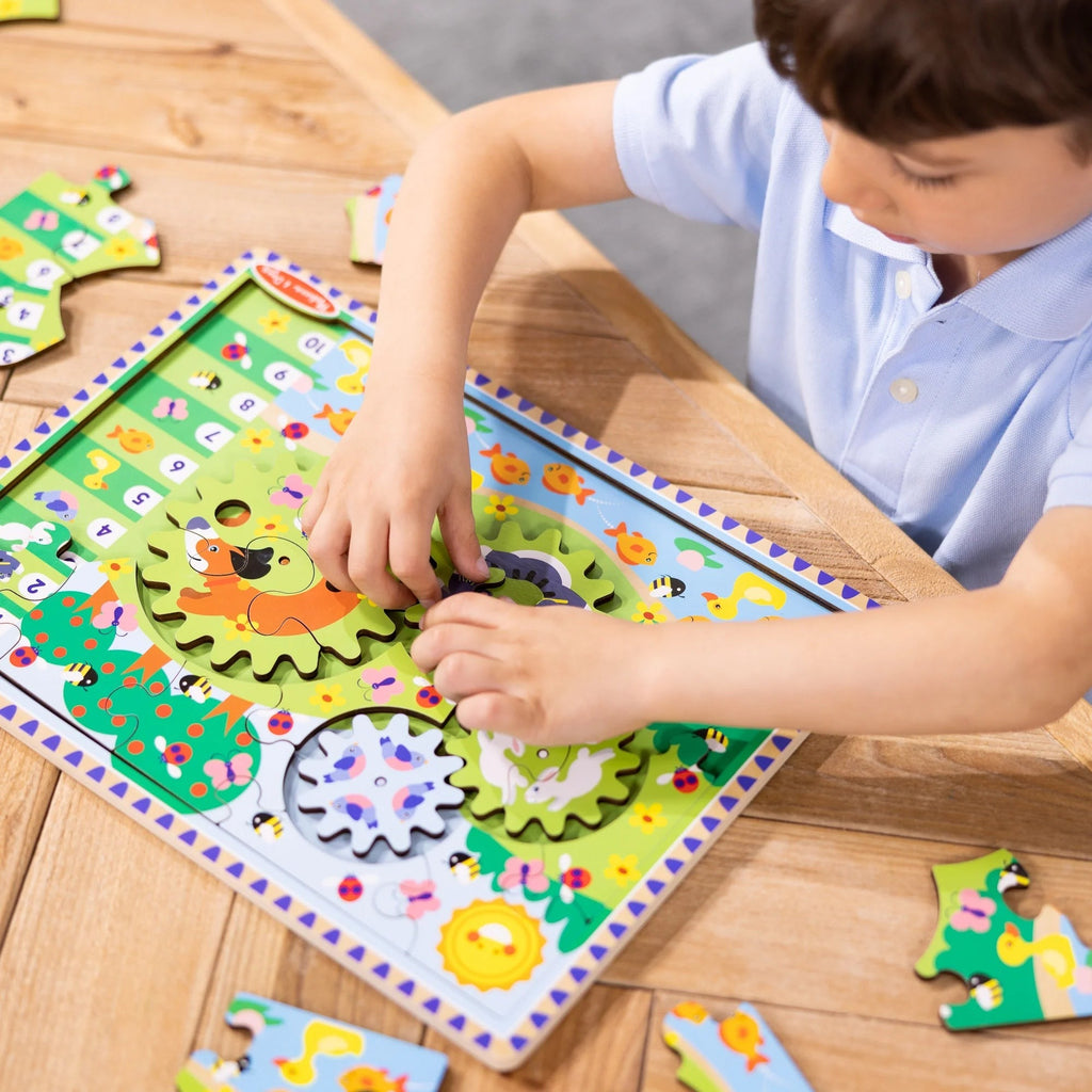 Melissa & Doug Animal Chase I-Spy Wooden Gear Puzzle - 24 pc