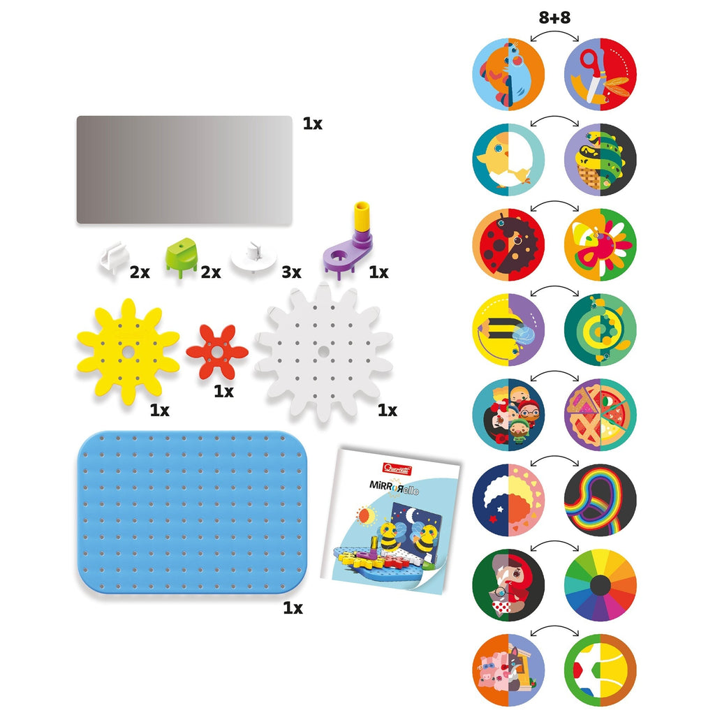 Quercetti Mirrorello - Interactive Gear Assembly Toy - STEM Learning for Kids 4+