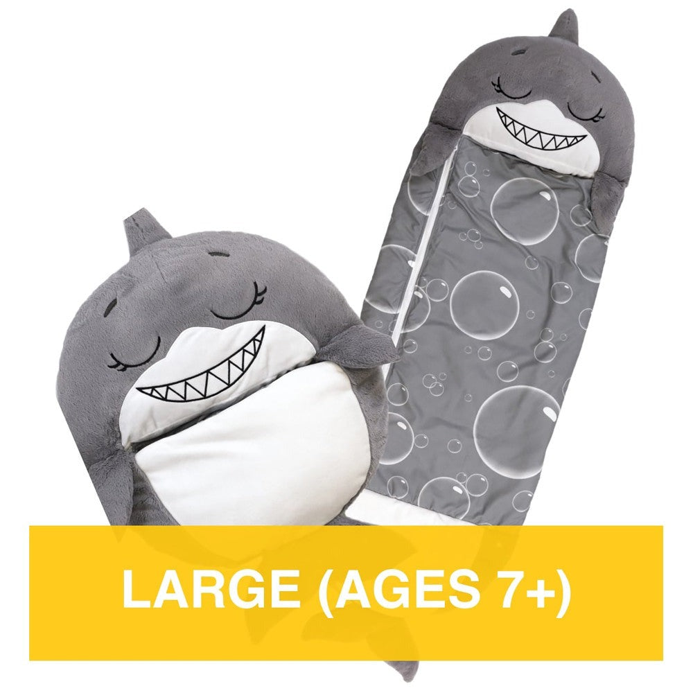 Happy Nappers Large 66 inch Grey Shark Pillow & Sleepy Sack - Kids 7+