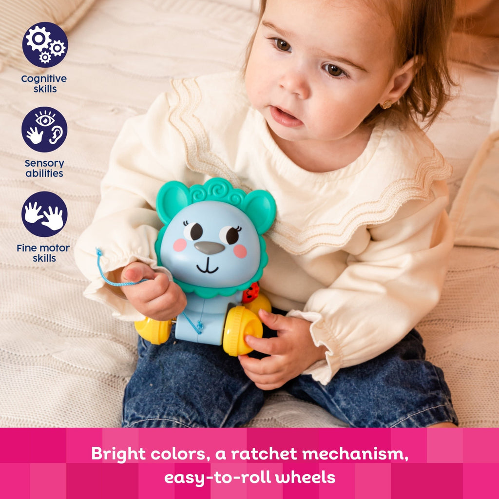 Kids Hits Push & Pull Llama Tactile Motion Toy With Rotating Head And Ratchet