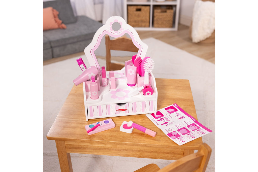 Melissa & Doug Beauty Salon Play Set With Wooden Vanity And Mirror