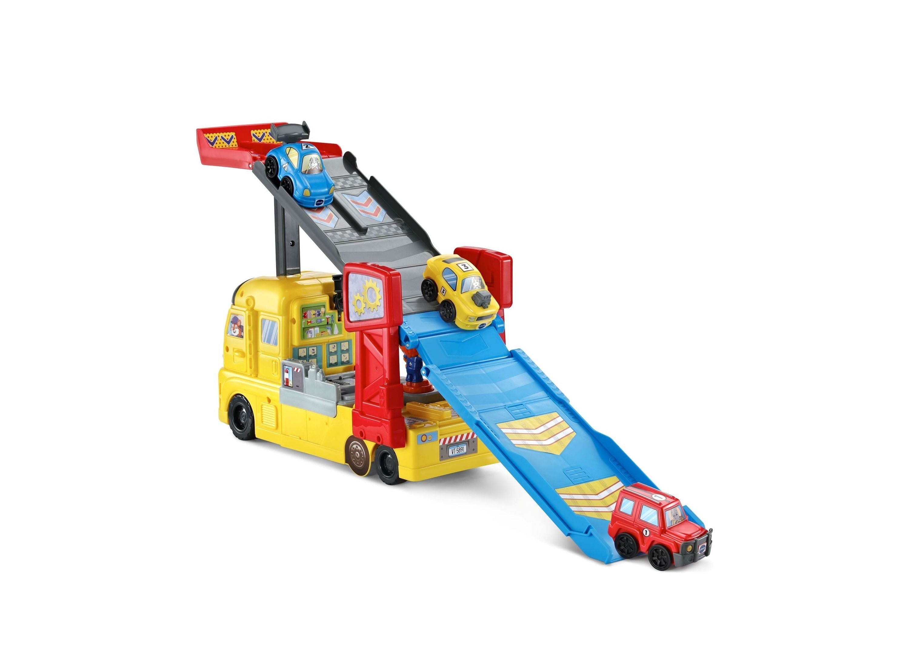VTech 3-in-1 Race & Repair Hauler Interactive Learning Vehicle Playset