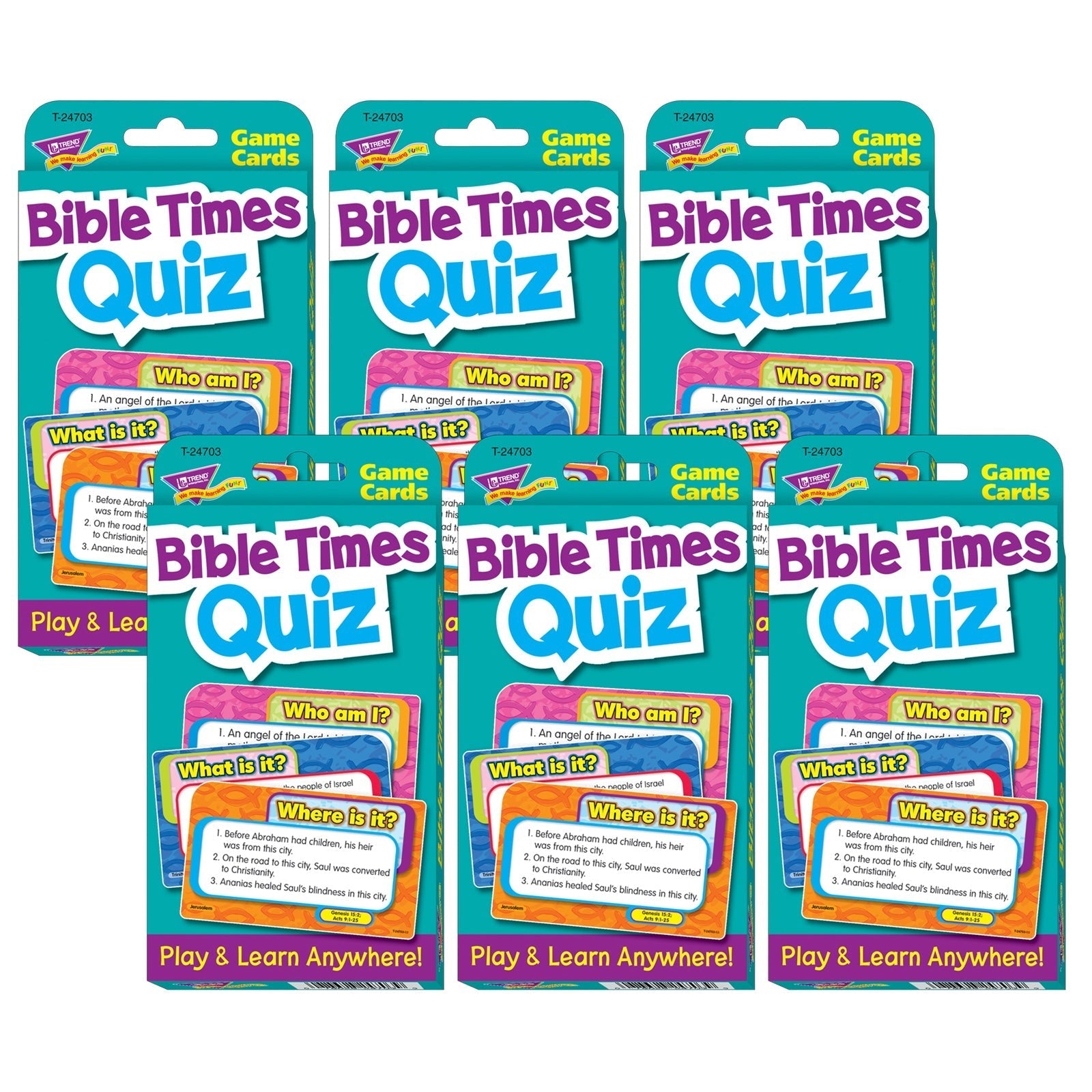 TREND Bible Times Quiz Challenge Cards, Multipack of 6