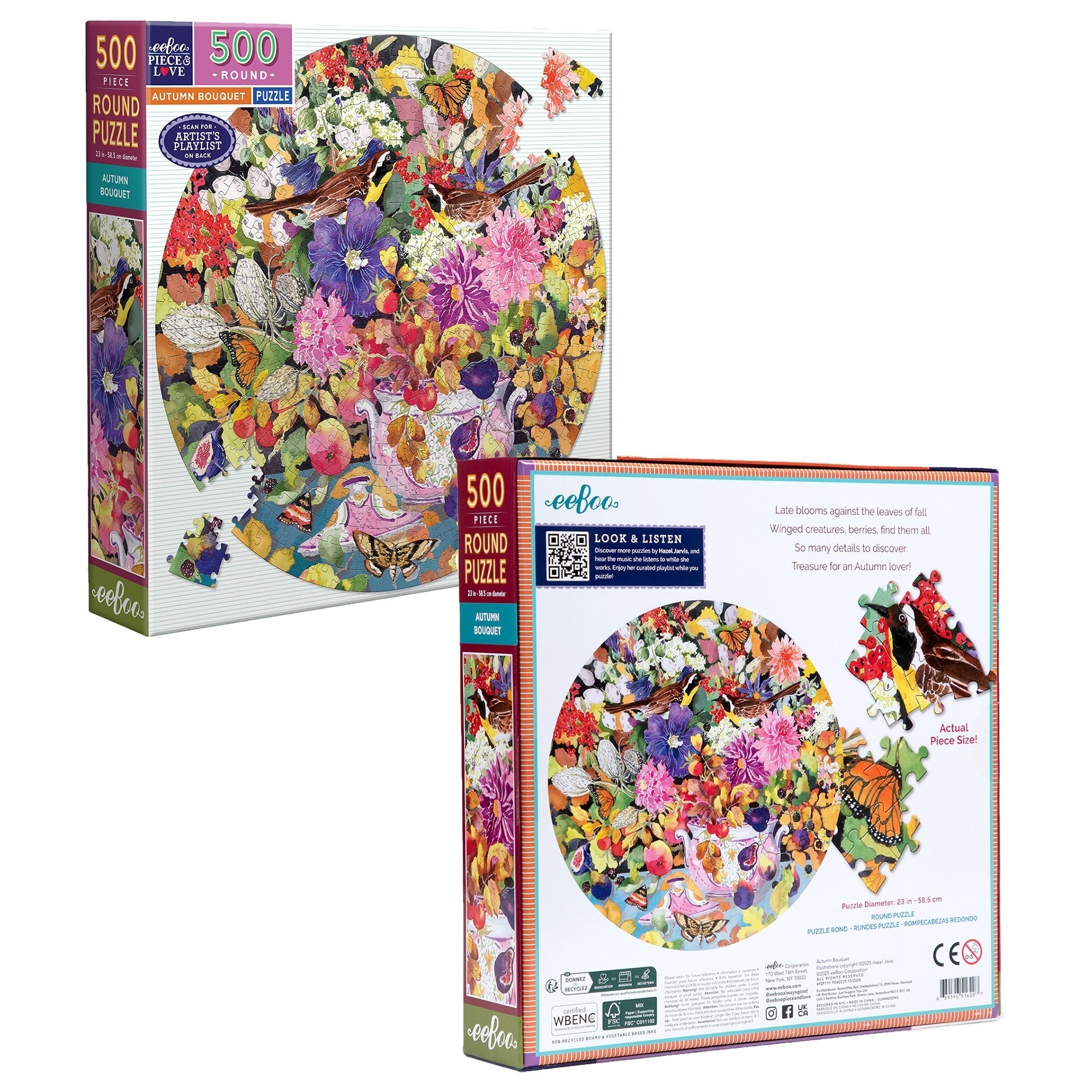 Piece&Love Autumn Bouquet - 500 pc Round Jigsaw Puzzle