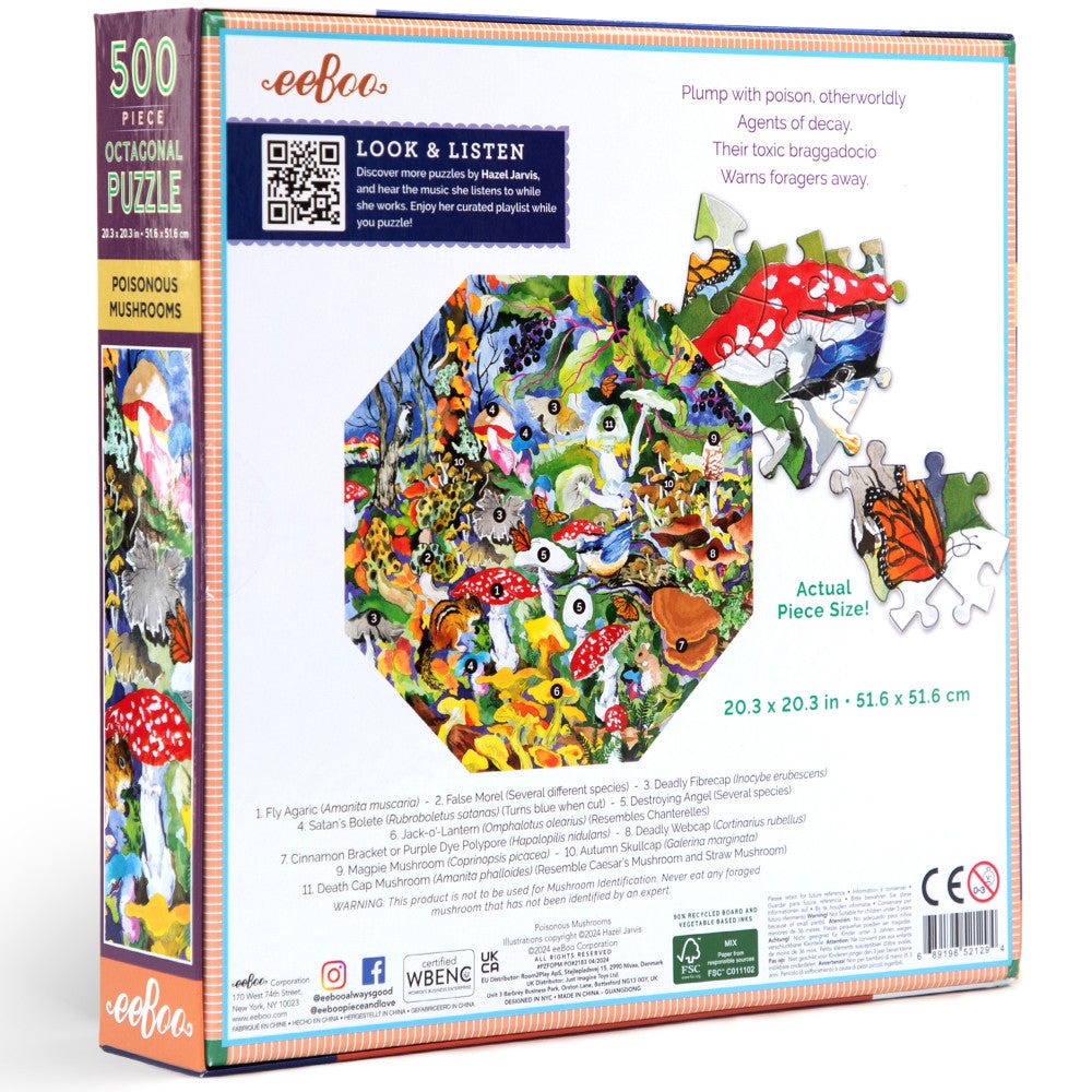 eeBoo Piece & Love: Poisonous Mushrooms Jigsaw - 500 pc