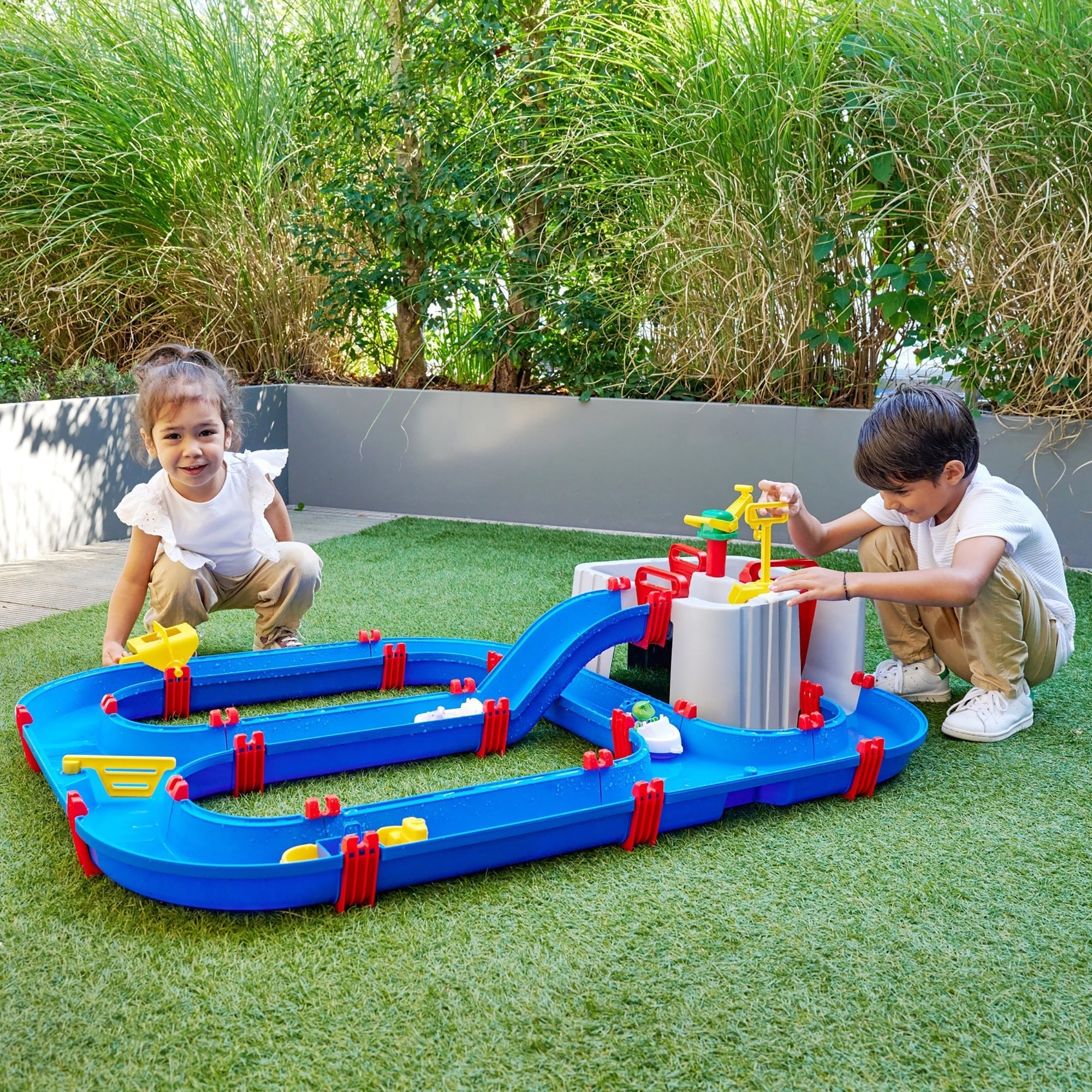 AquaPlay Harbor Waterway Playset With Crane, Pump, Slide, 3 Boats And 2 Figures