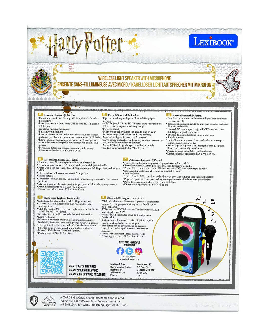 Lexibook Harry Potter Bluetooth Karaoke Light Speaker with Microphone