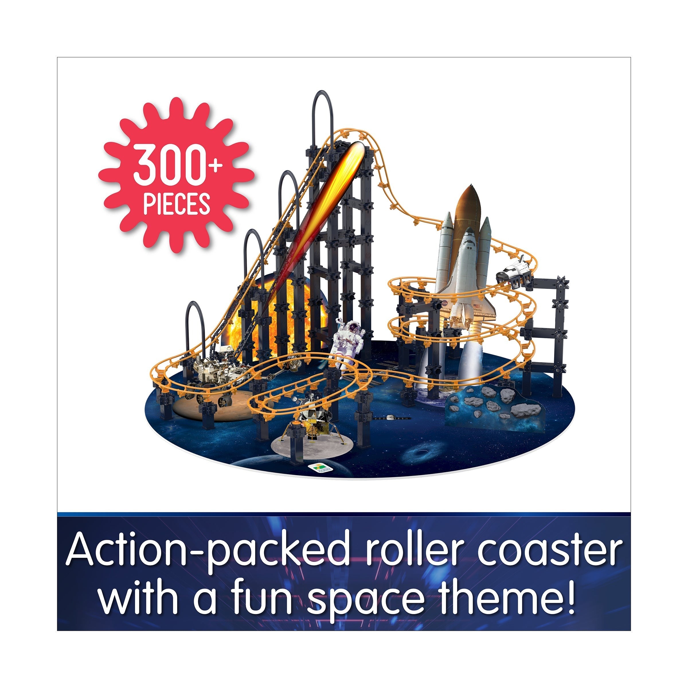 Techno Trax Galactic Adventure 300-Piece Motorized Roller Coaster Building Set