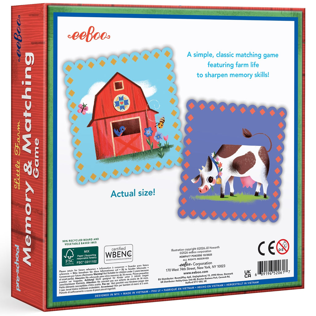 eeBoo Little Farm Memory & Matching Game With 20 Tiles