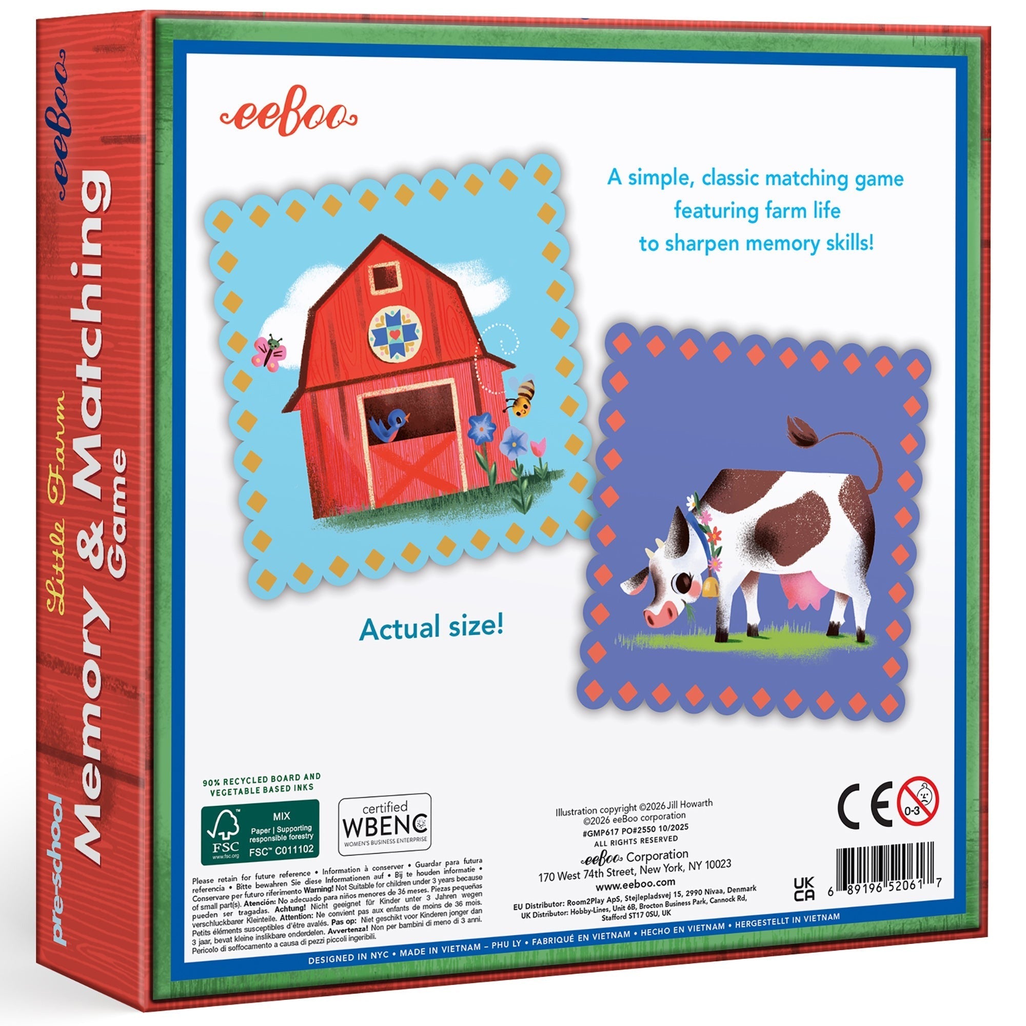 eeBoo Little Farm Memory & Matching Game With 20 Tiles