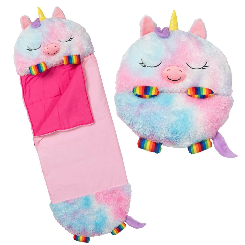 Happy Nappers Large 66 inch Rainbow Unicorn Sleepy Sack & Pillow for Kids 7+