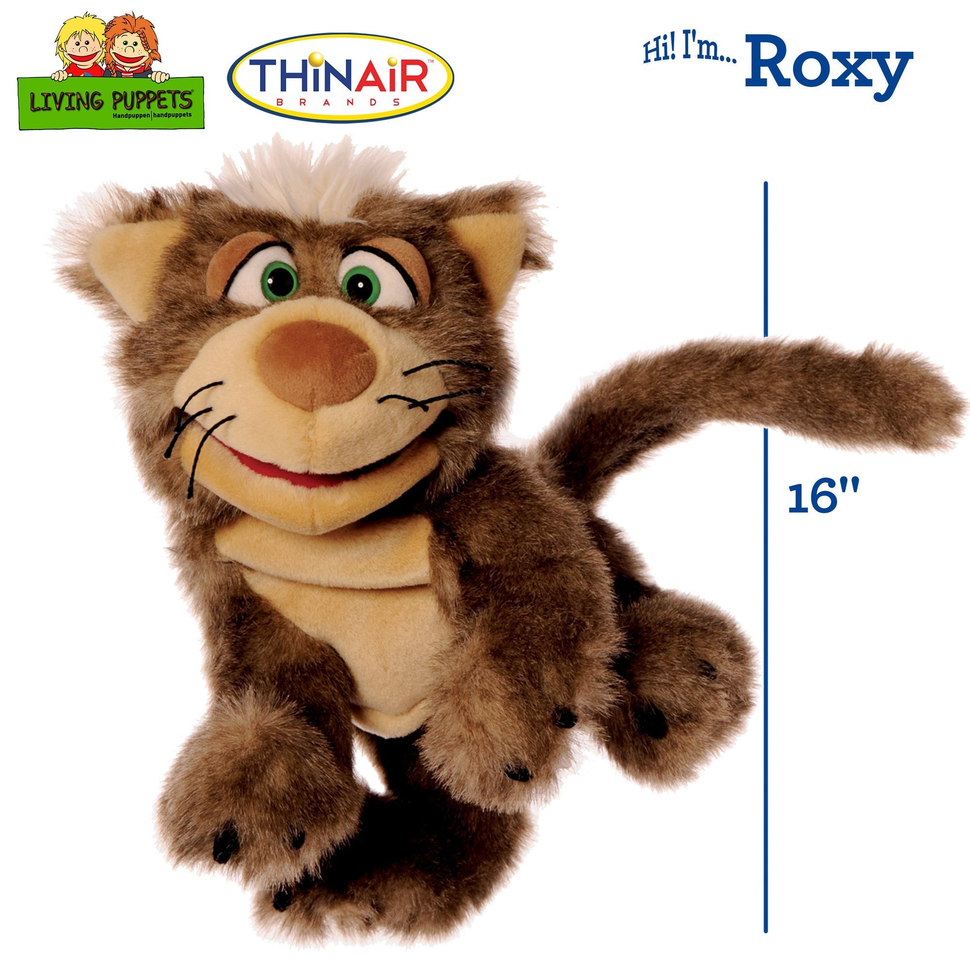 Living Puppets Roxy The Brown Cat 16" Plush Hand Puppet