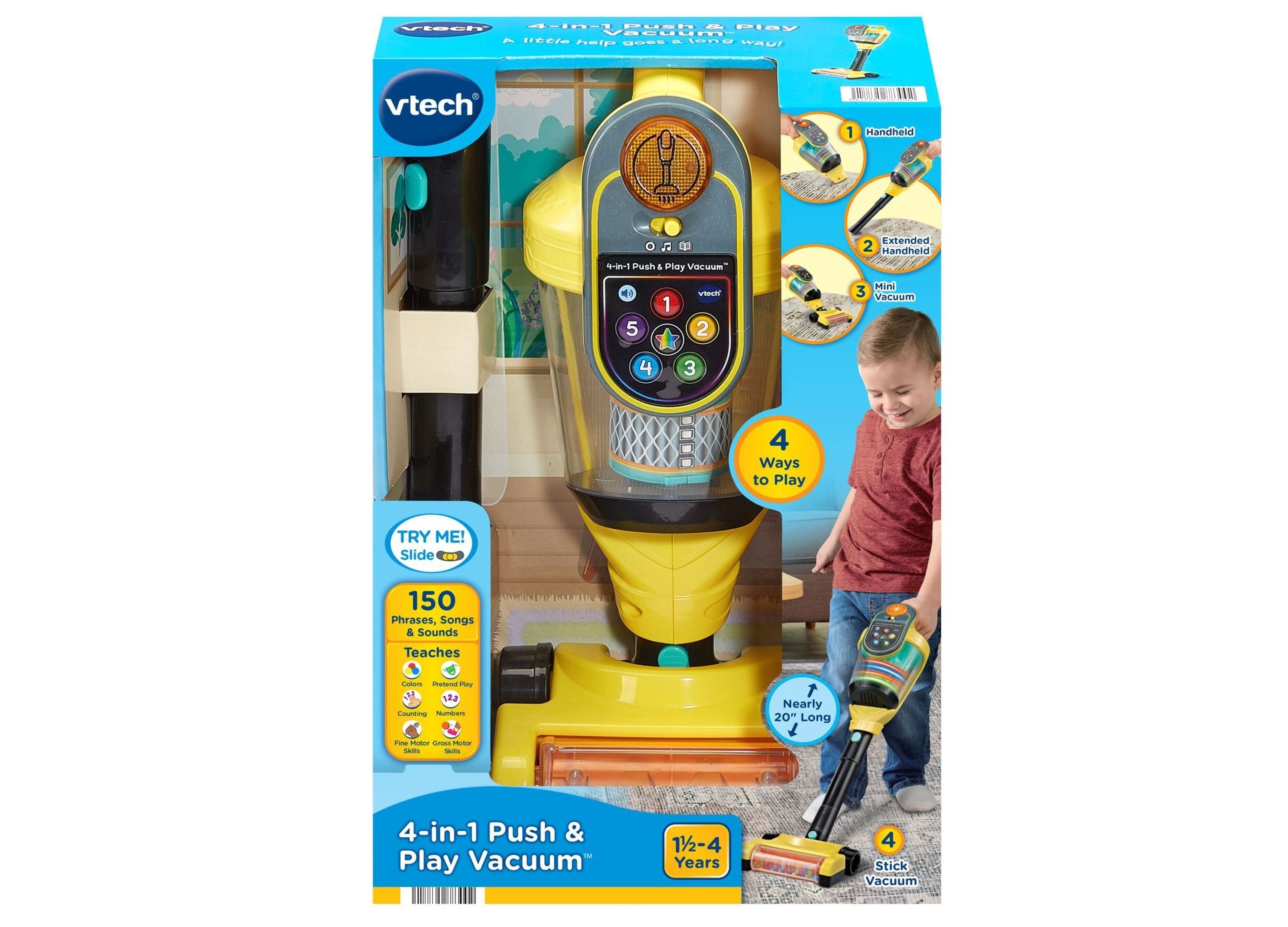 VTech 4-in-1 Push & Play Vacuum Interactive Learning Role-Play Toy