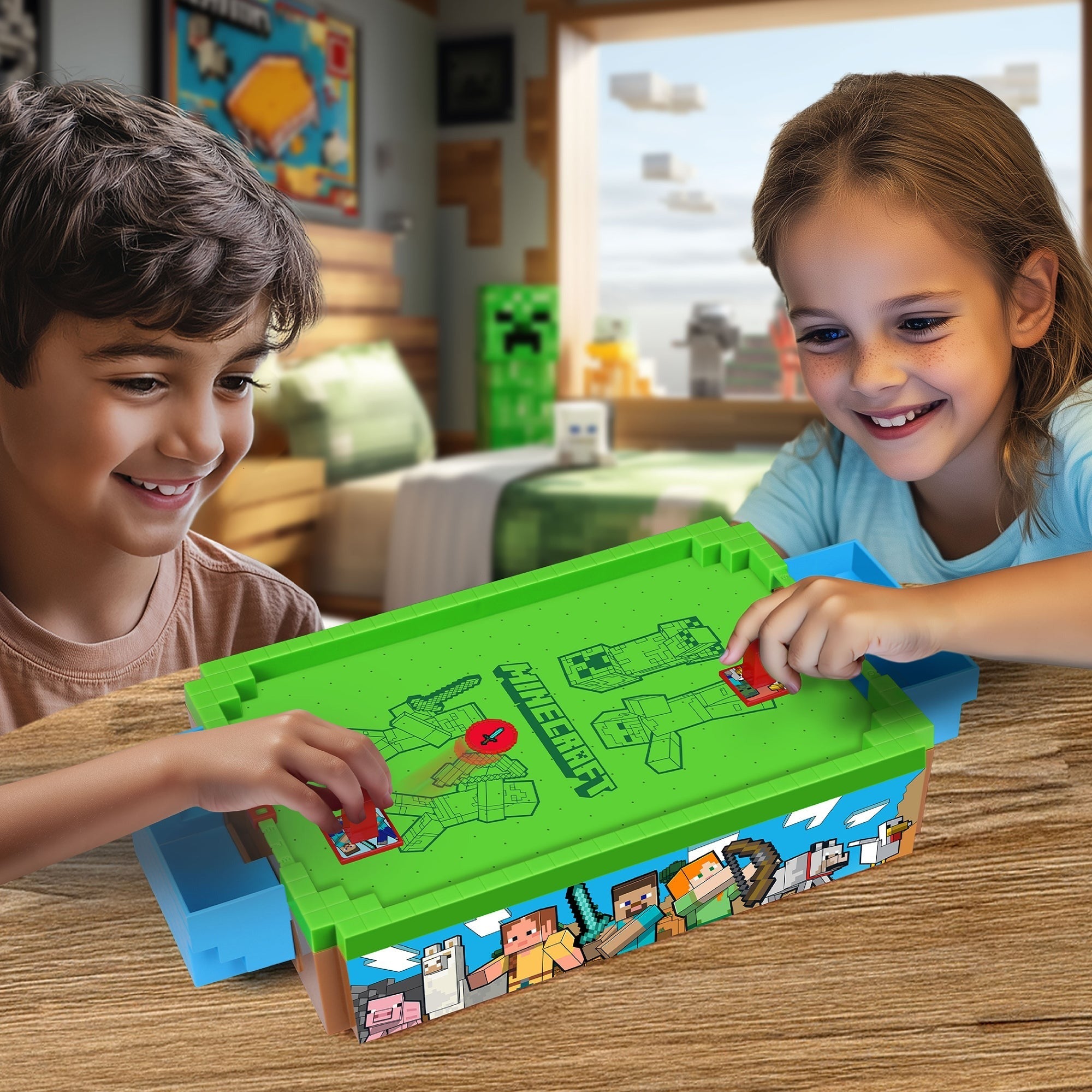 Minecraft Arcade Mini Air Hockey Overworld Edition 14-Inch Tabletop Game