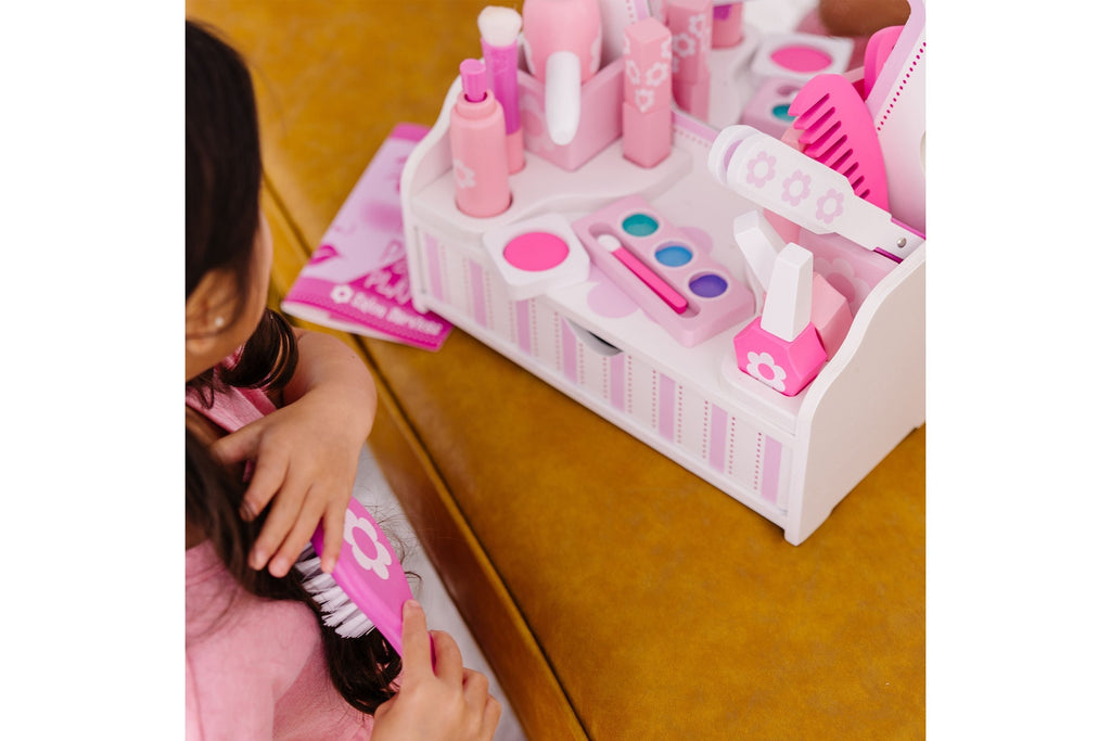 Melissa & Doug Beauty Salon Play Set With Wooden Vanity And Mirror