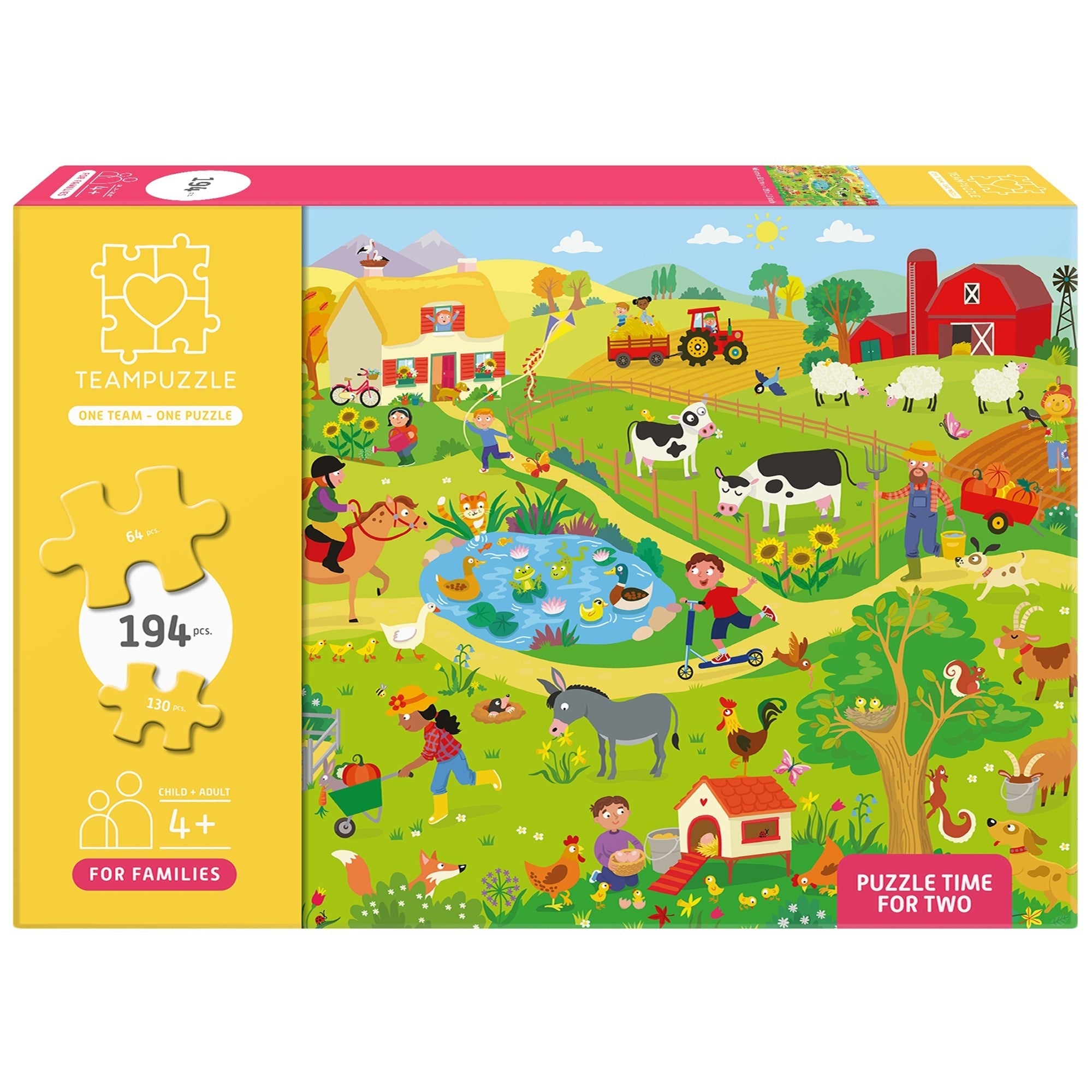 TEAMPUZZLE On the Farm 194-Piece Puzzle, 2 Difficulty Levels, 19x13"