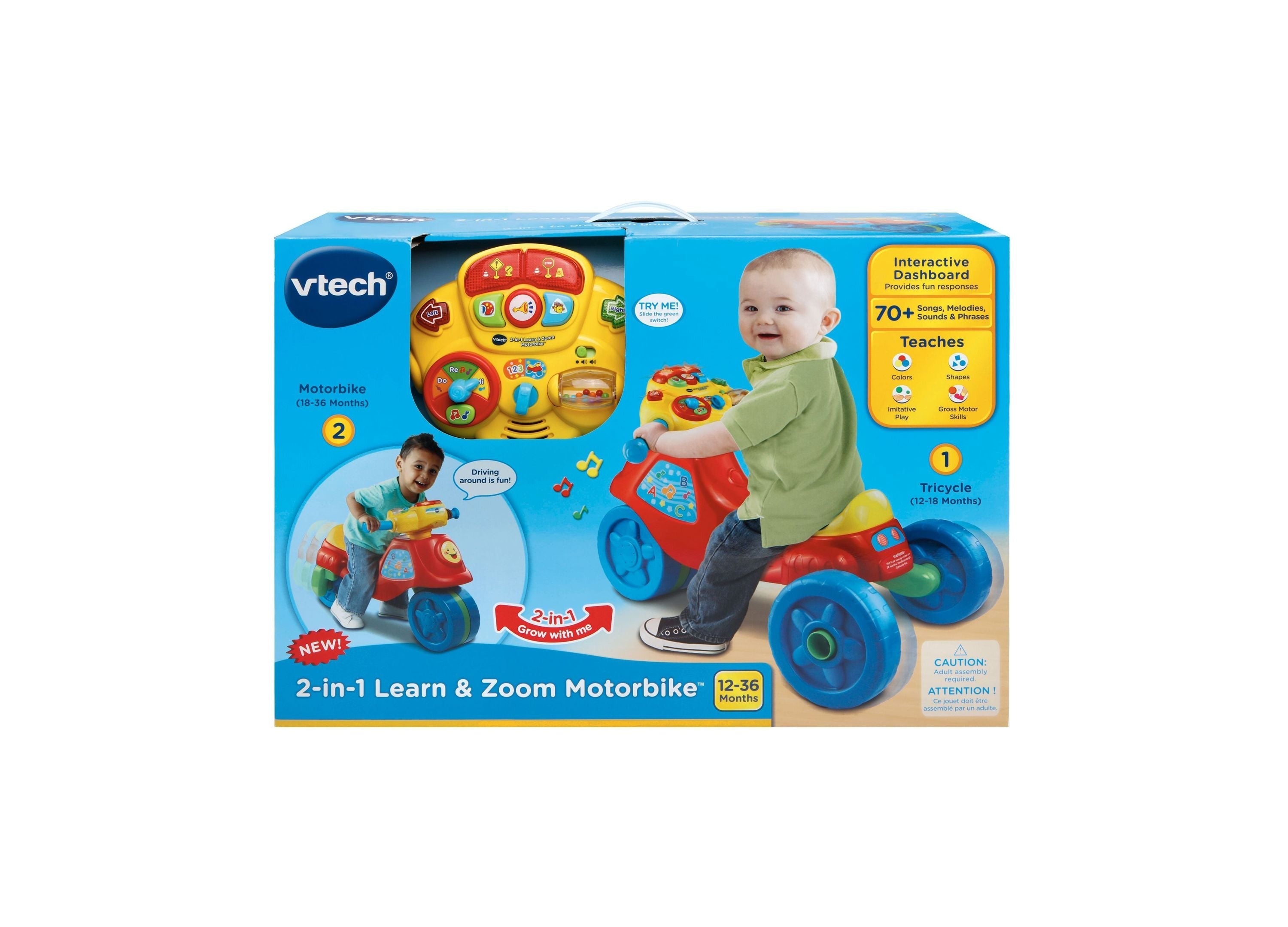 VTech 2-In-1 Learn & Zoom Motorbike Interactive Ride-On