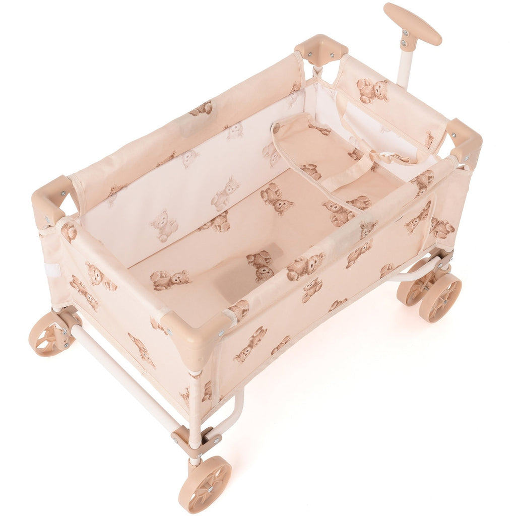Roma Teddy Toy Wagon Foldable Storage Cart With Teddy Bear Print