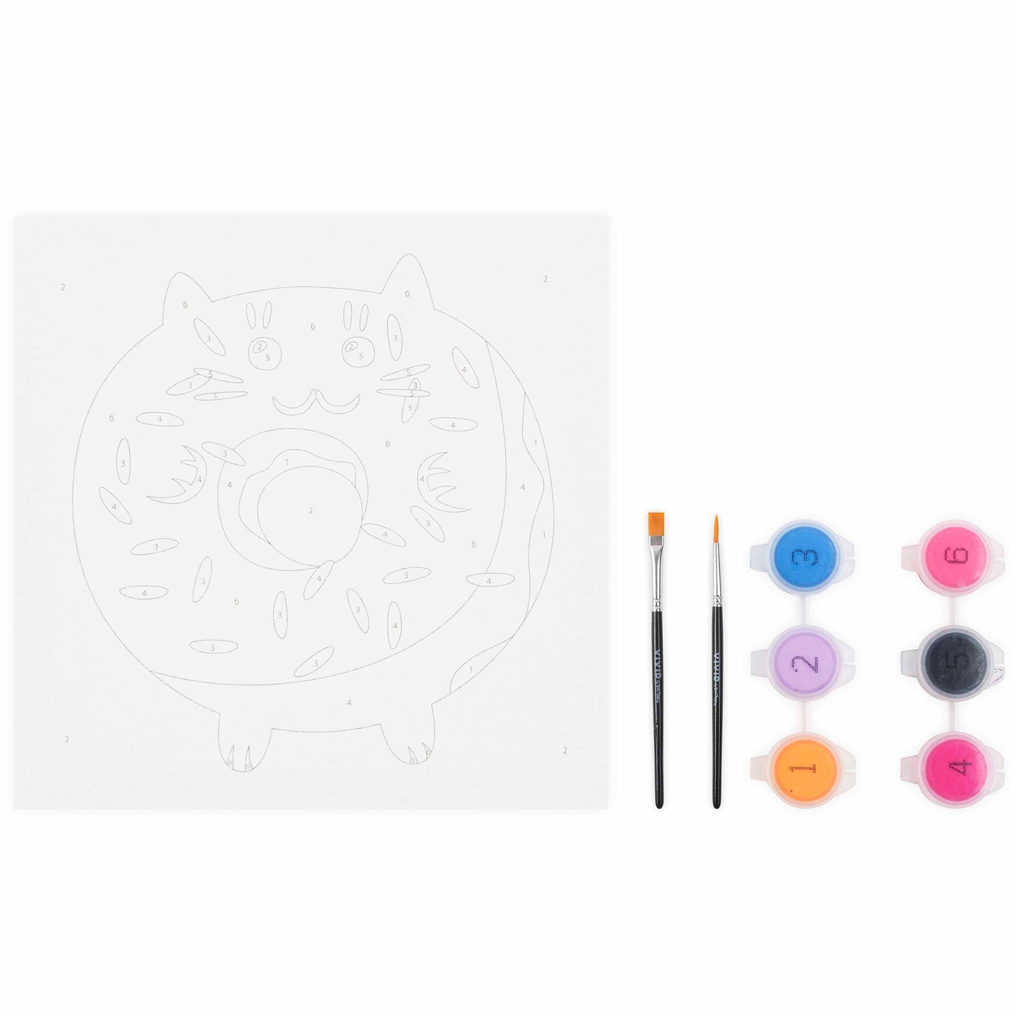 Mini Paint By Number Kawaii Cat Donut 6-Inch Canvas Art Kit