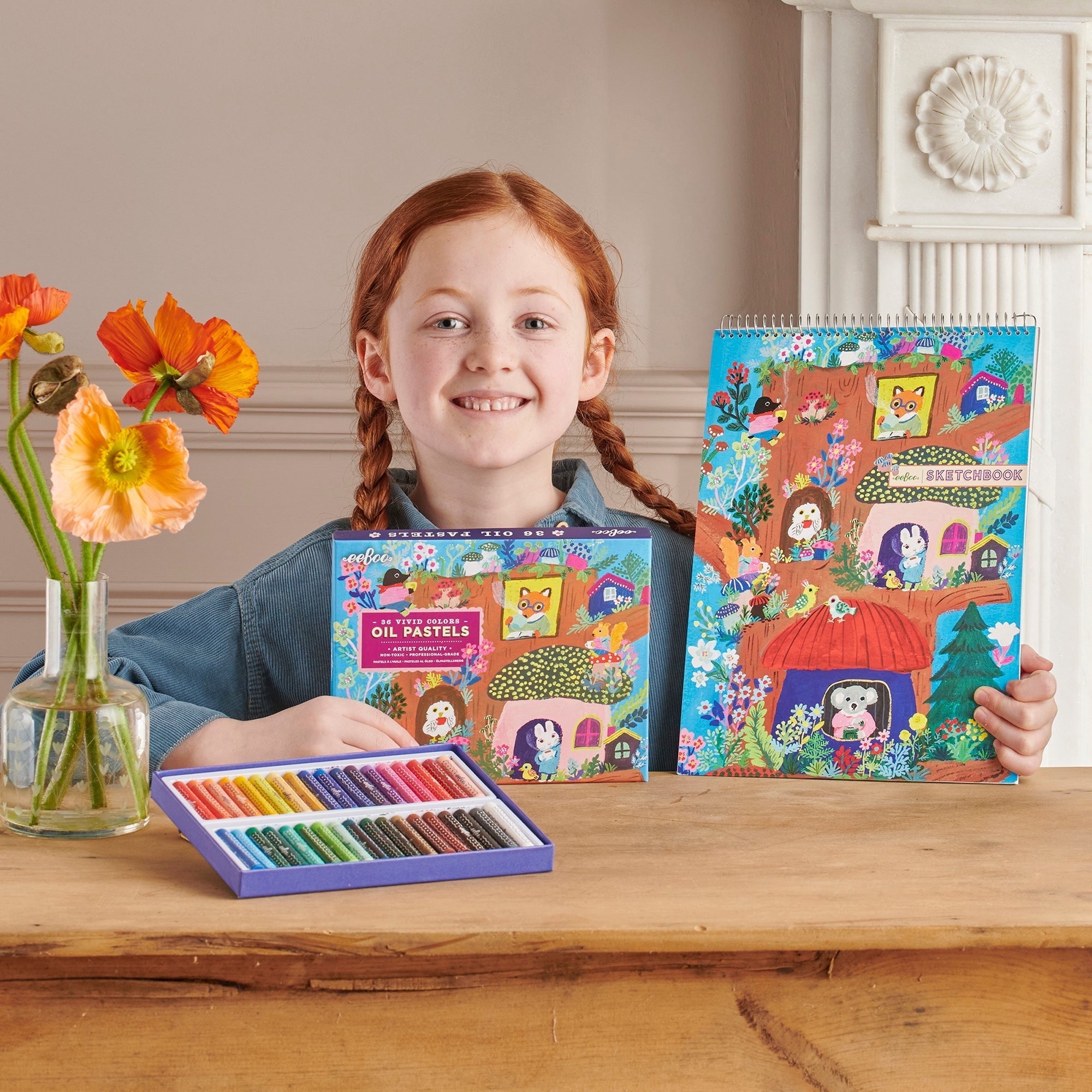 eeBoo Yumi's Mushroom House Oil Pastels Set - 36 Brilliant Colors