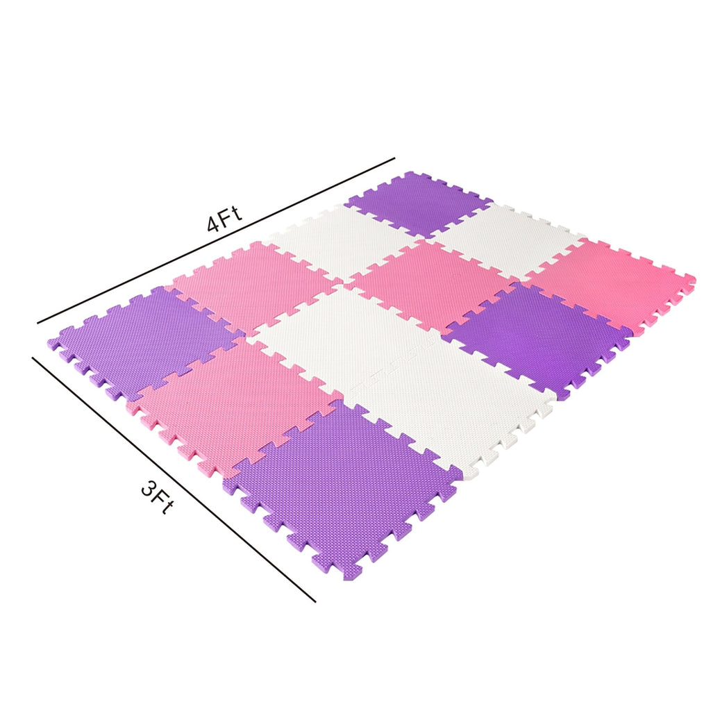 Easy Playhouse 12-Piece Soft Foam Interlocking Floor Tiles Play Mat For Babies And Toddlers
