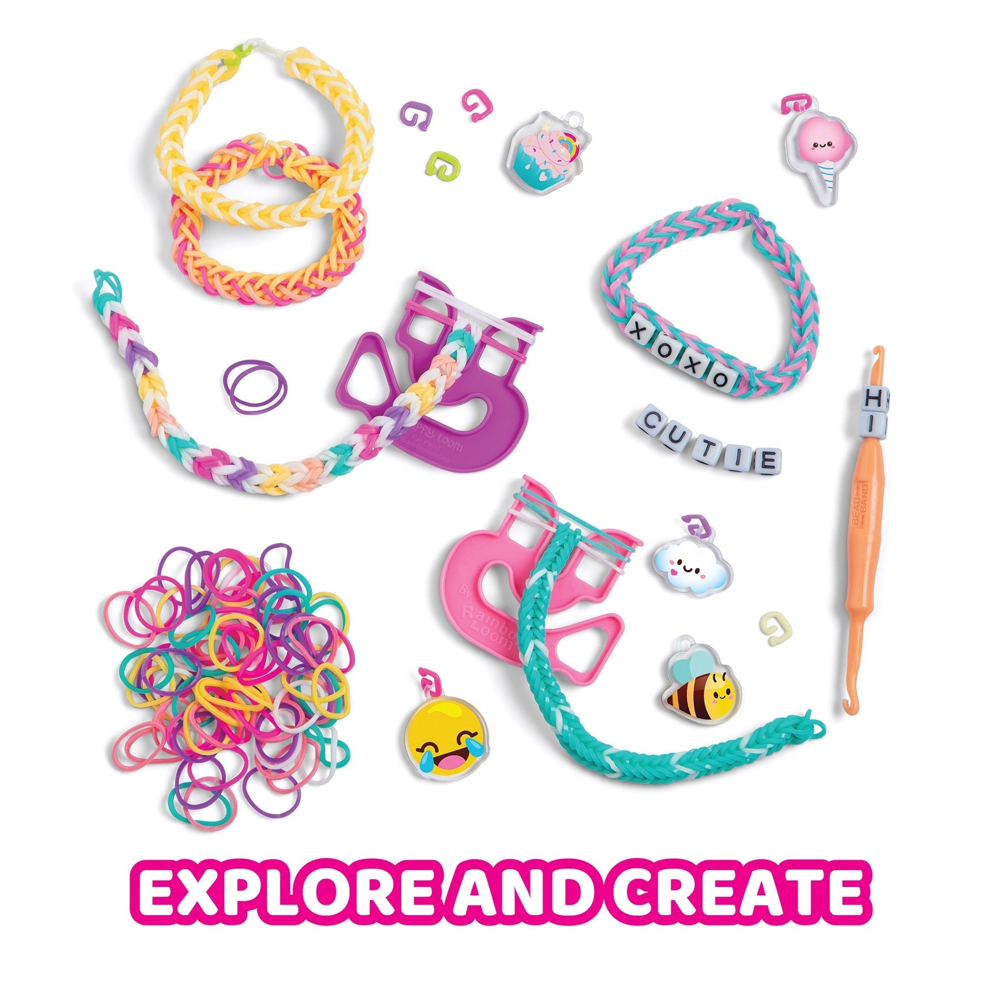 Rainbow Loom Forever Friends 3000-Piece Rubber Band Bracelet Kit With Charms And Alpha Beads