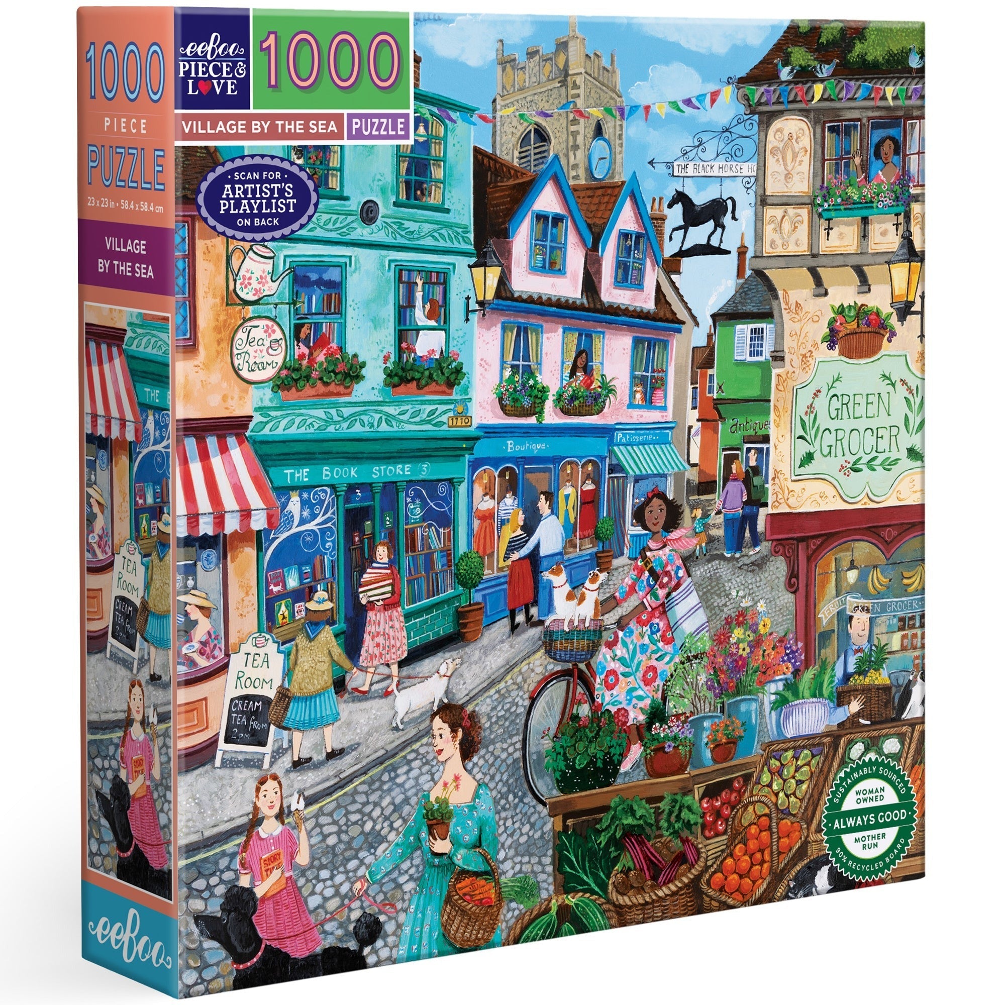 eeBoo Piece & Love Village By The Sea 1000-Piece Puzzle