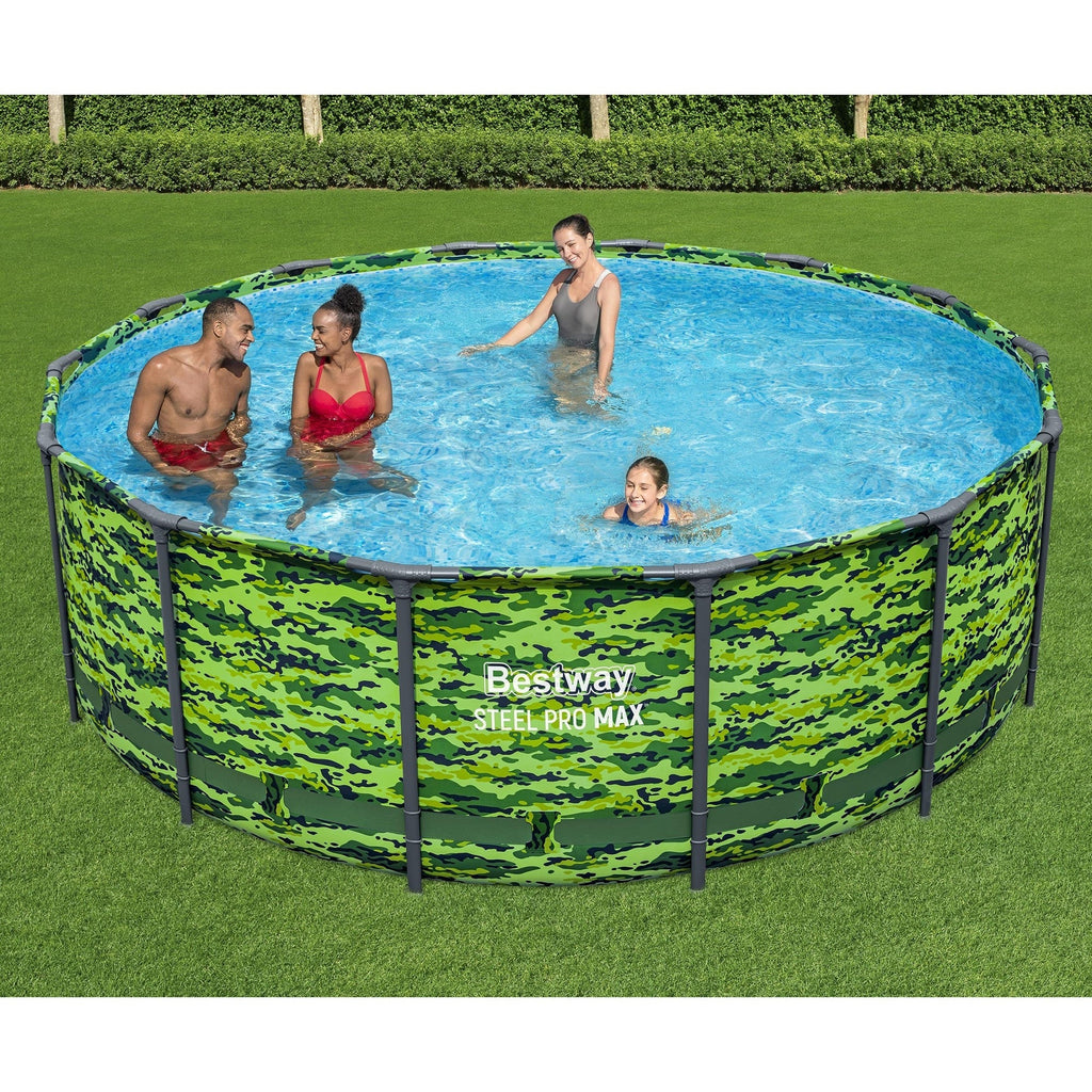 Steel Pro MAX Camo Above Ground Pool Set With Filter Pump And Ladder - 14 Ft x 48 In