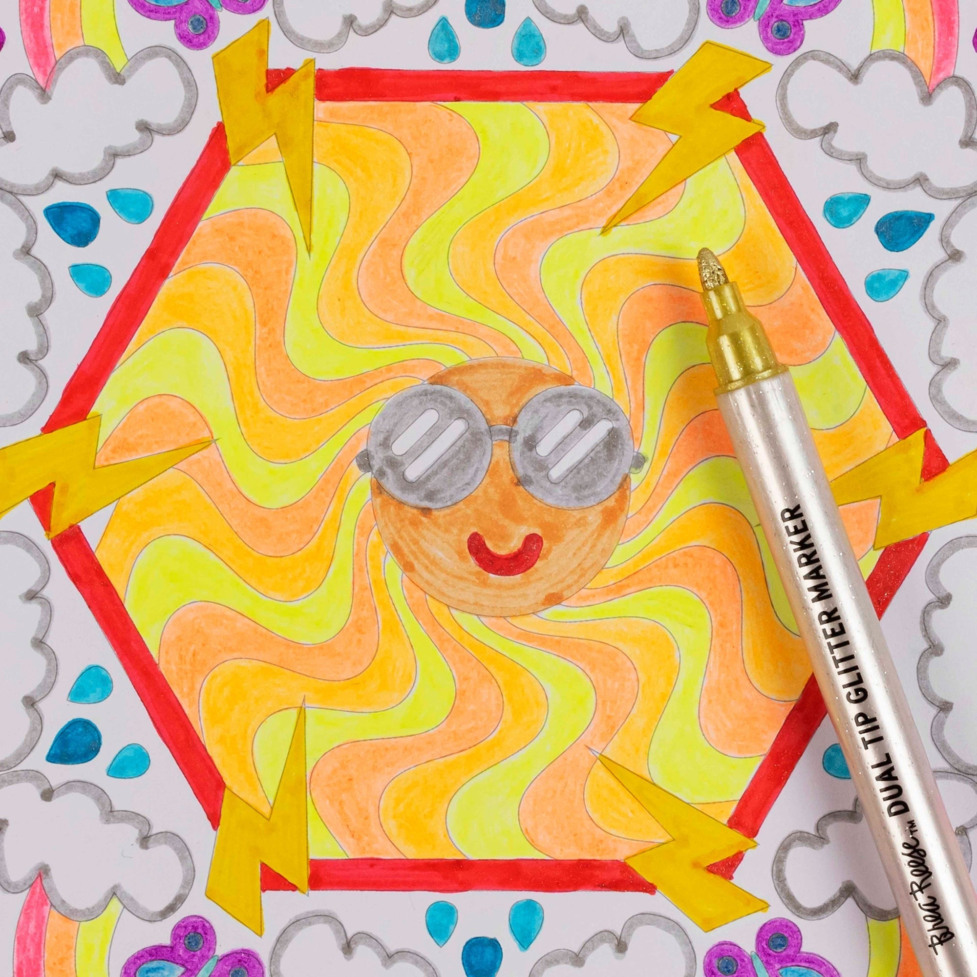 Mandala Mixed Media Coloring Pad - 24 Hexagon Sheets, 160gsm Acid-Free Paper