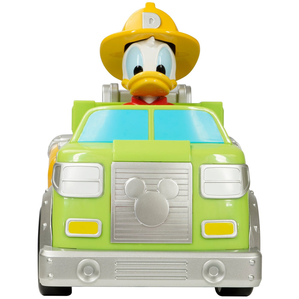 Disney Junior: 9" R/C Donald Duck Firetruck - Light-Up Toy Vehicle - Green